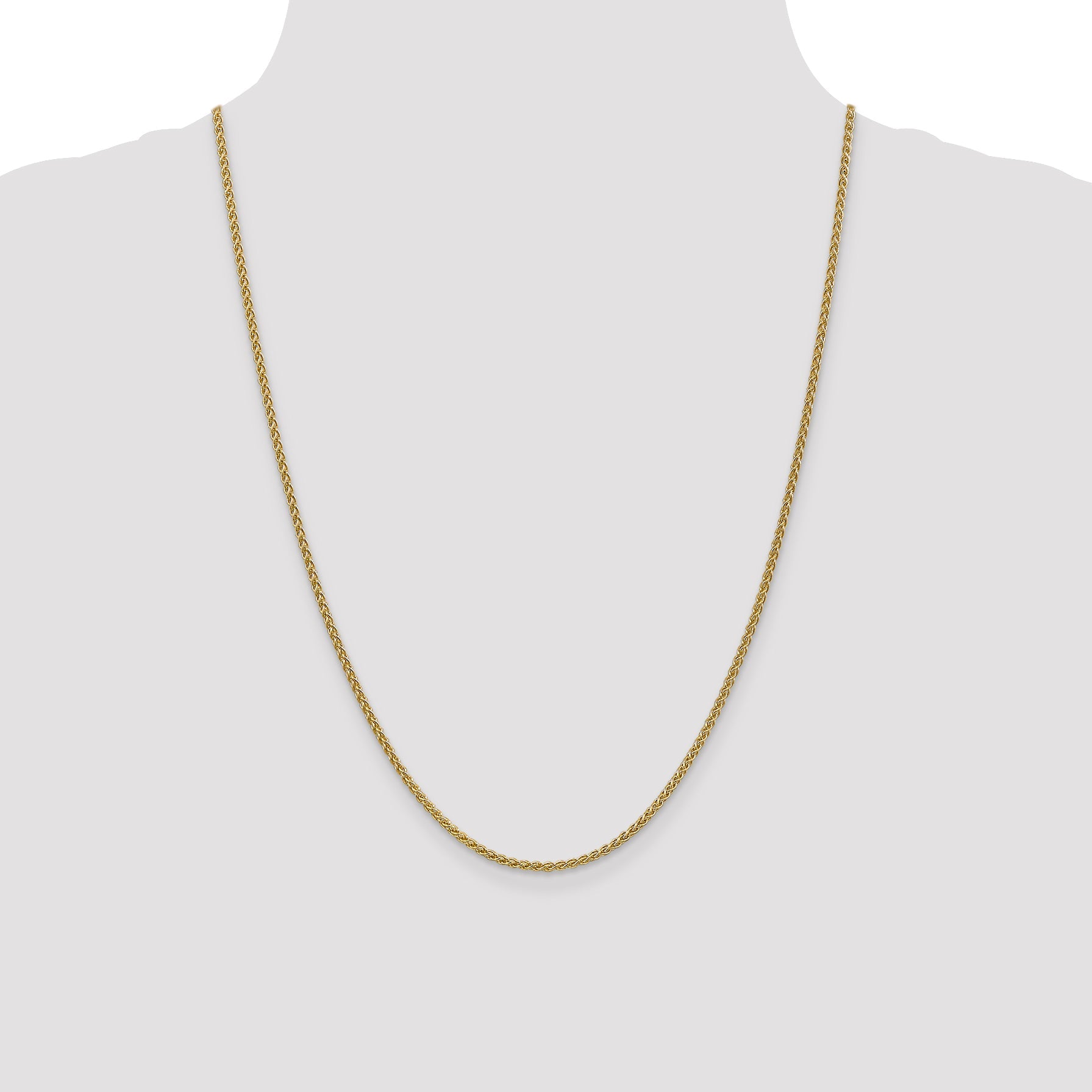 24 Inch 14K 2.1mm Spiga Chain Necklace