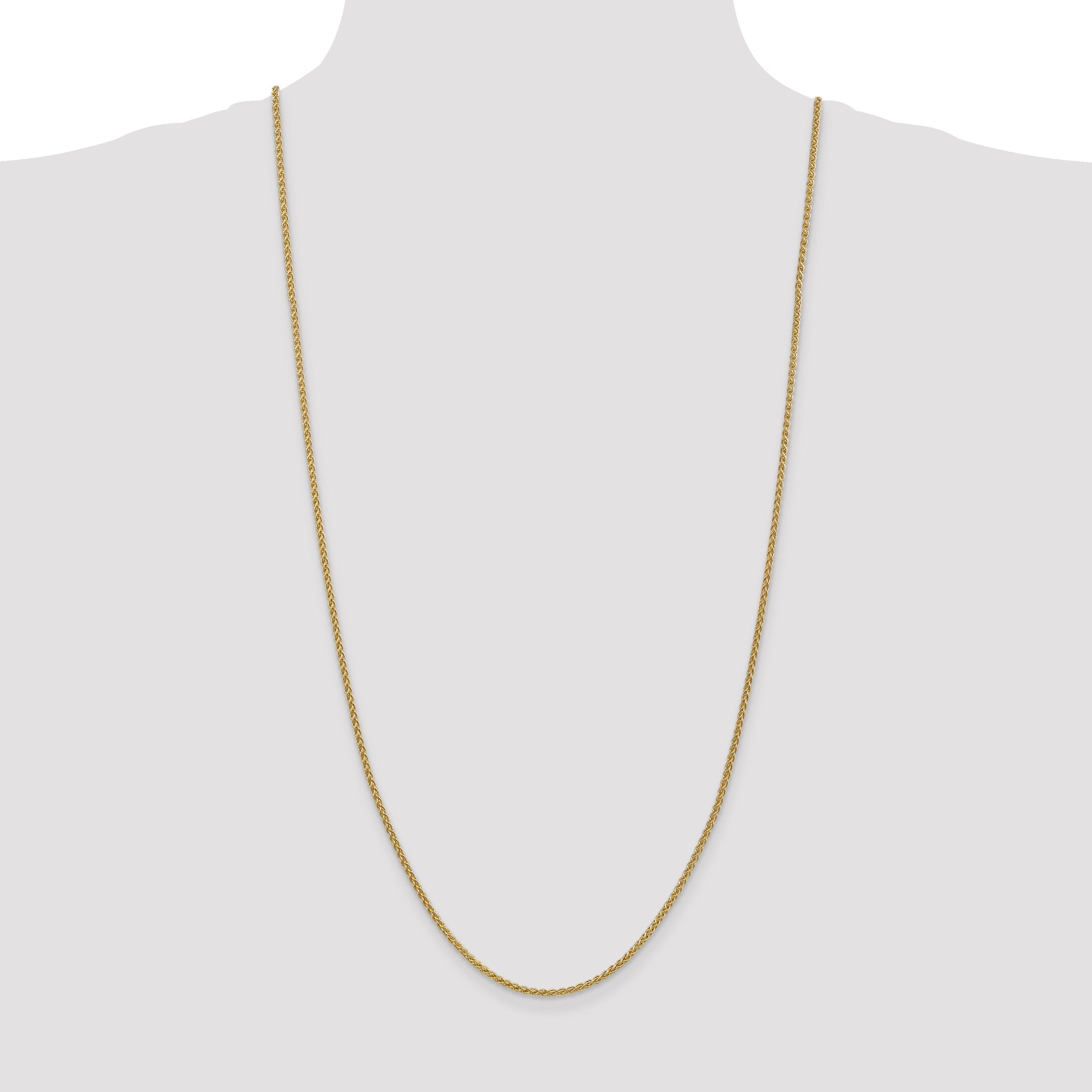 3 Inch 14K Yellow Gold 2.1mm Spiga Chain Necklace