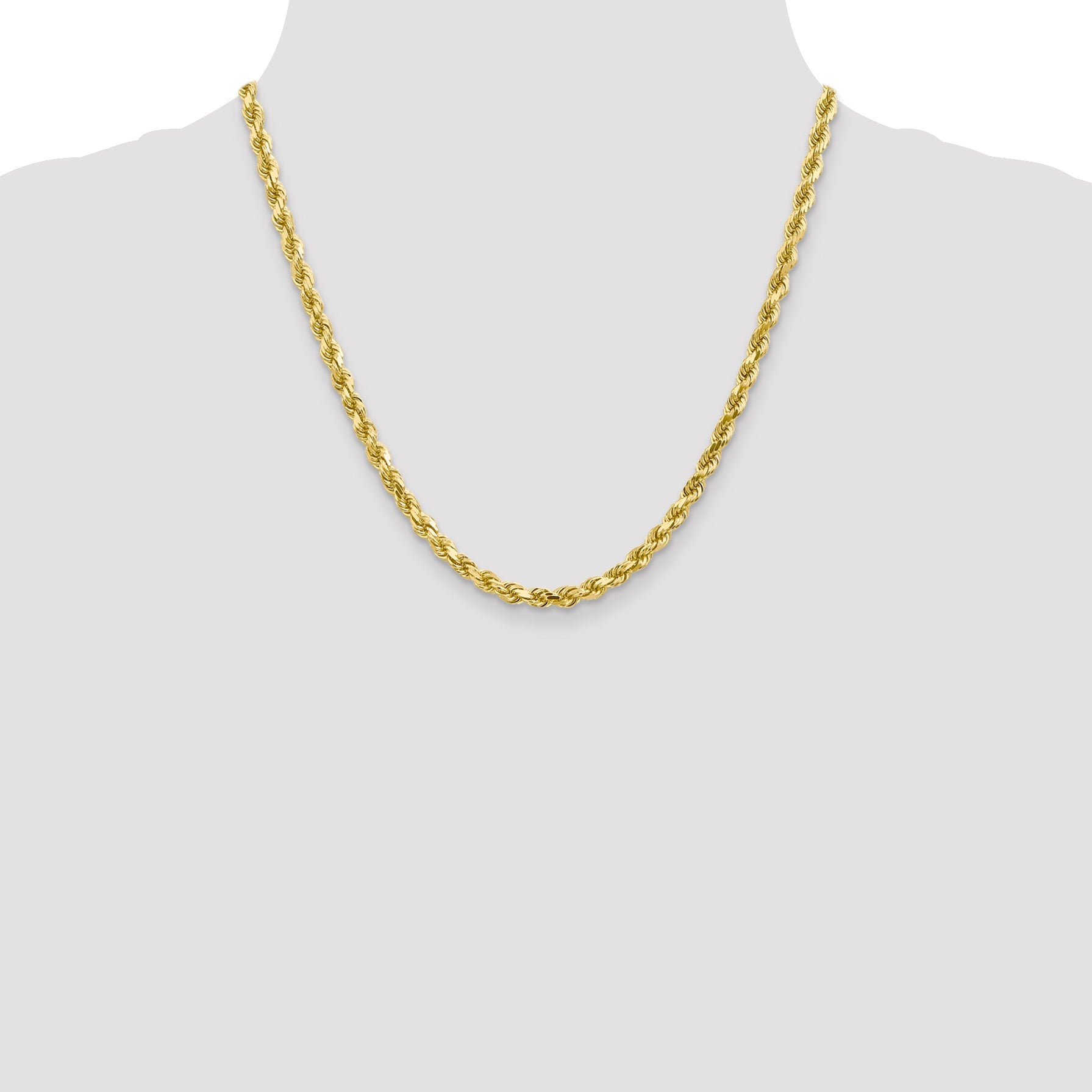 20 Inch 10K 4.5mm Diamond-Cut Rope Chain Necklace