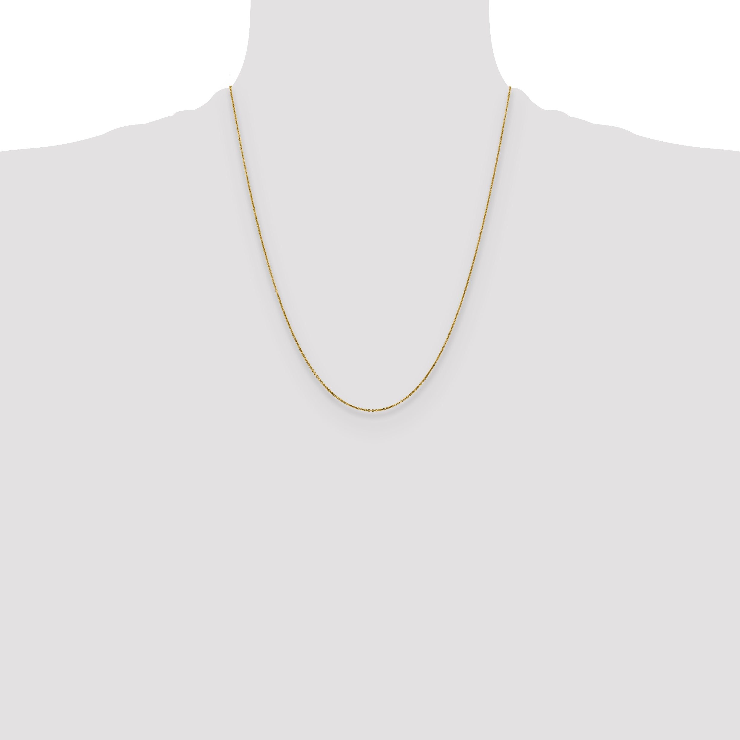 22 Inch 10K Yellow Gold 1.1mm Flat Cable Chain Necklace