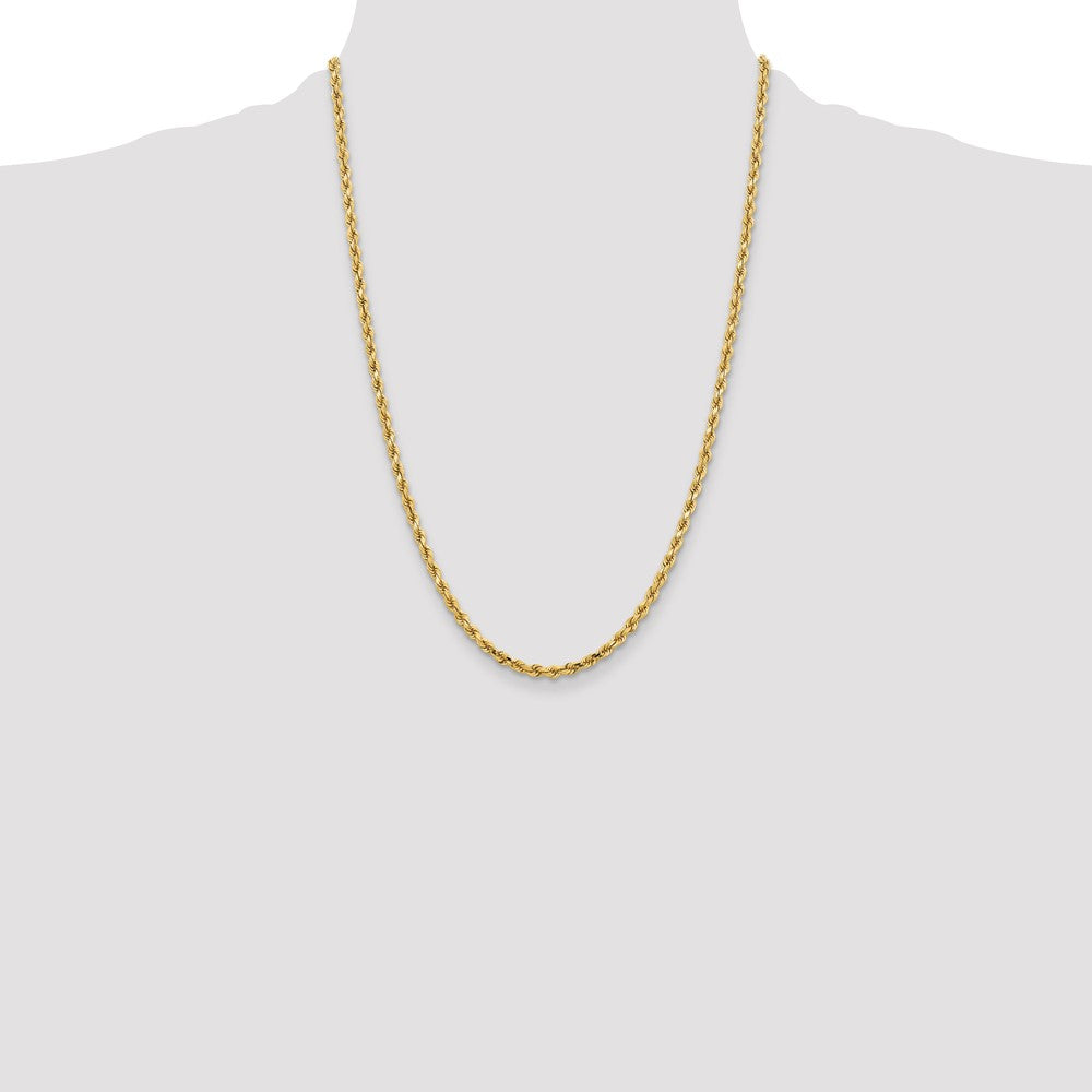 24 Inch 10K Yellow Gold 3.75mm Diamond Cut Rope Chain Necklace