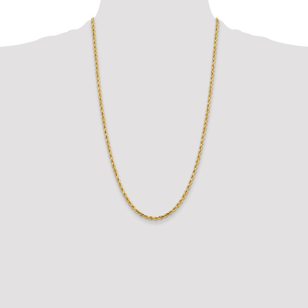 26 Inch 10K Yellow Gold 3.75mm Diamond Cut Rope Chain Necklace