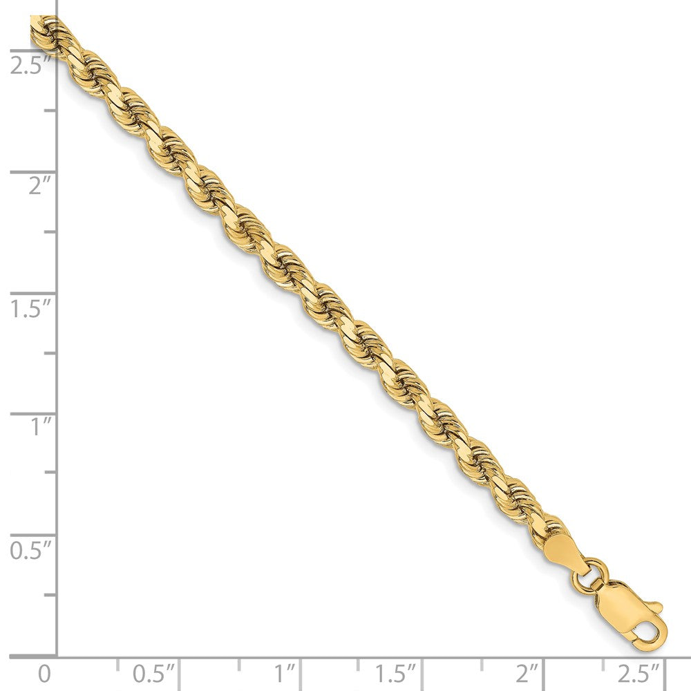 8 Inch 10K Yellow Gold 3.75mm Diamond Cut Rope Chain Bracelet