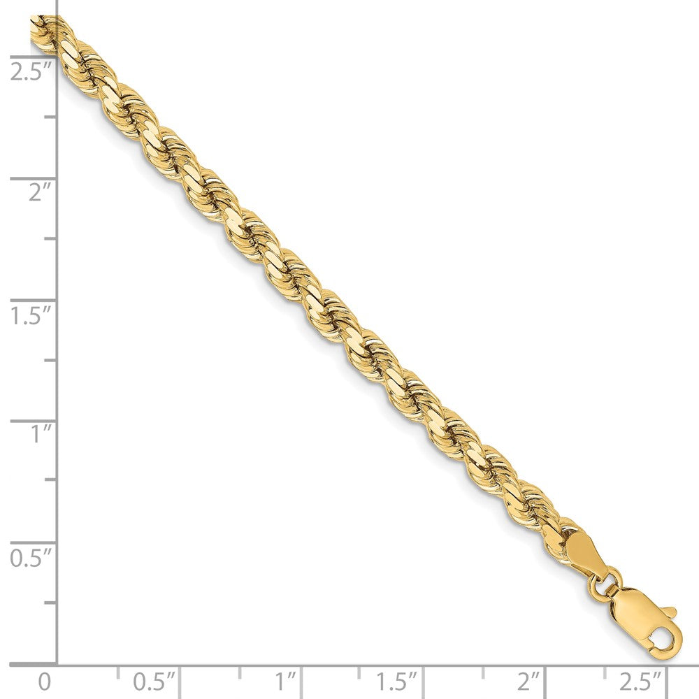 8 Inch 10K Yellow Gold 4.25mm Diamond Cut Rope Chain Bracelet