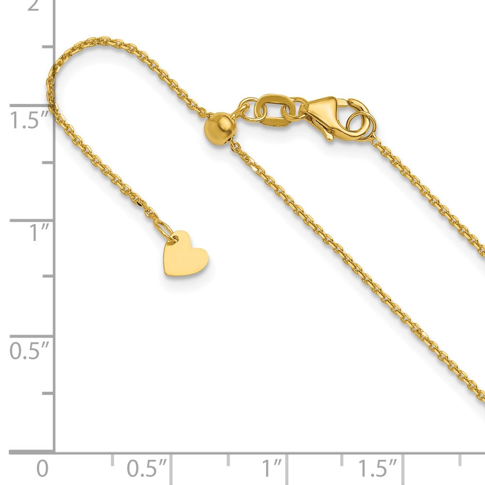 22 Inch 10K Yellow Gold Adjustable 1.1mm D/C Cable Chain Necklace