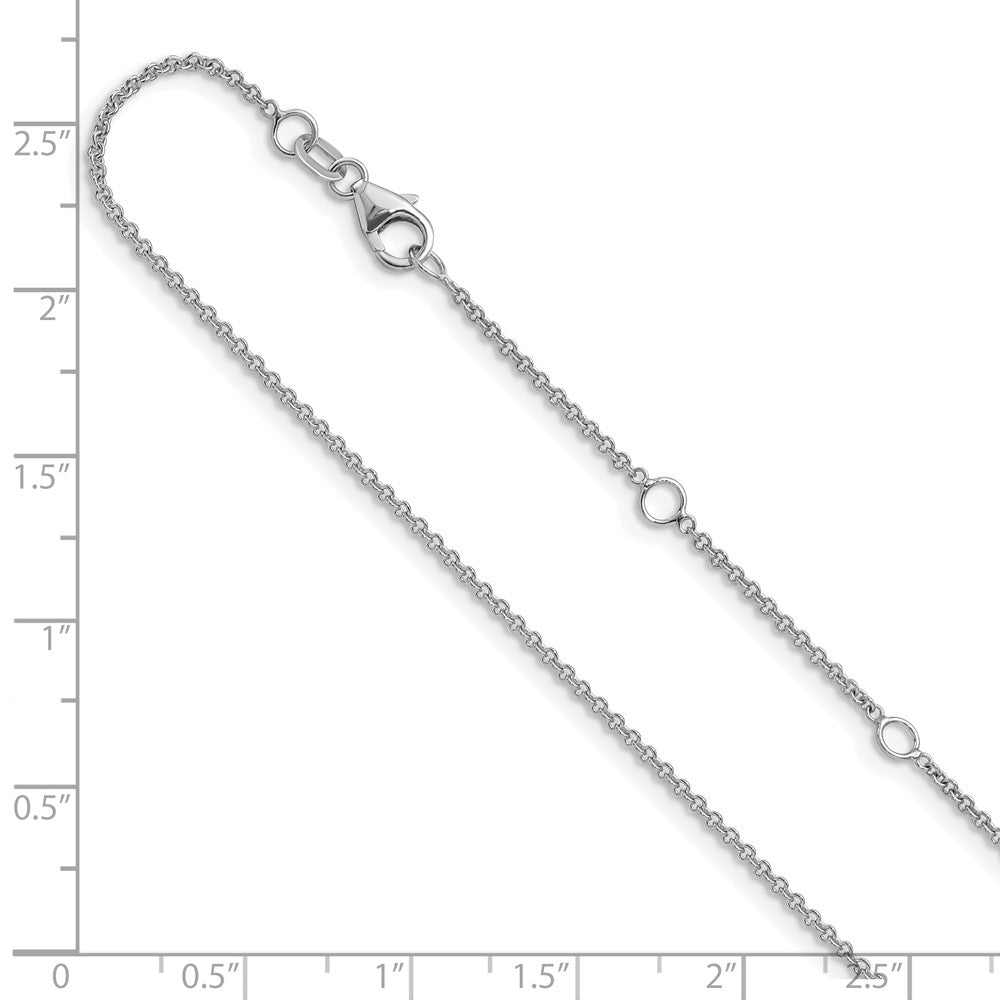 26 Inch 10K White Gold 1.4mm Round Cable 2In+2In Adjustable Chain Necklace