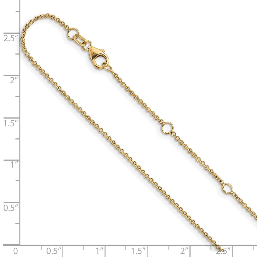 18 Inch 10K Yellow Gold 1.4mm Round Cable 1In+1In Adjustable Chain Necklace