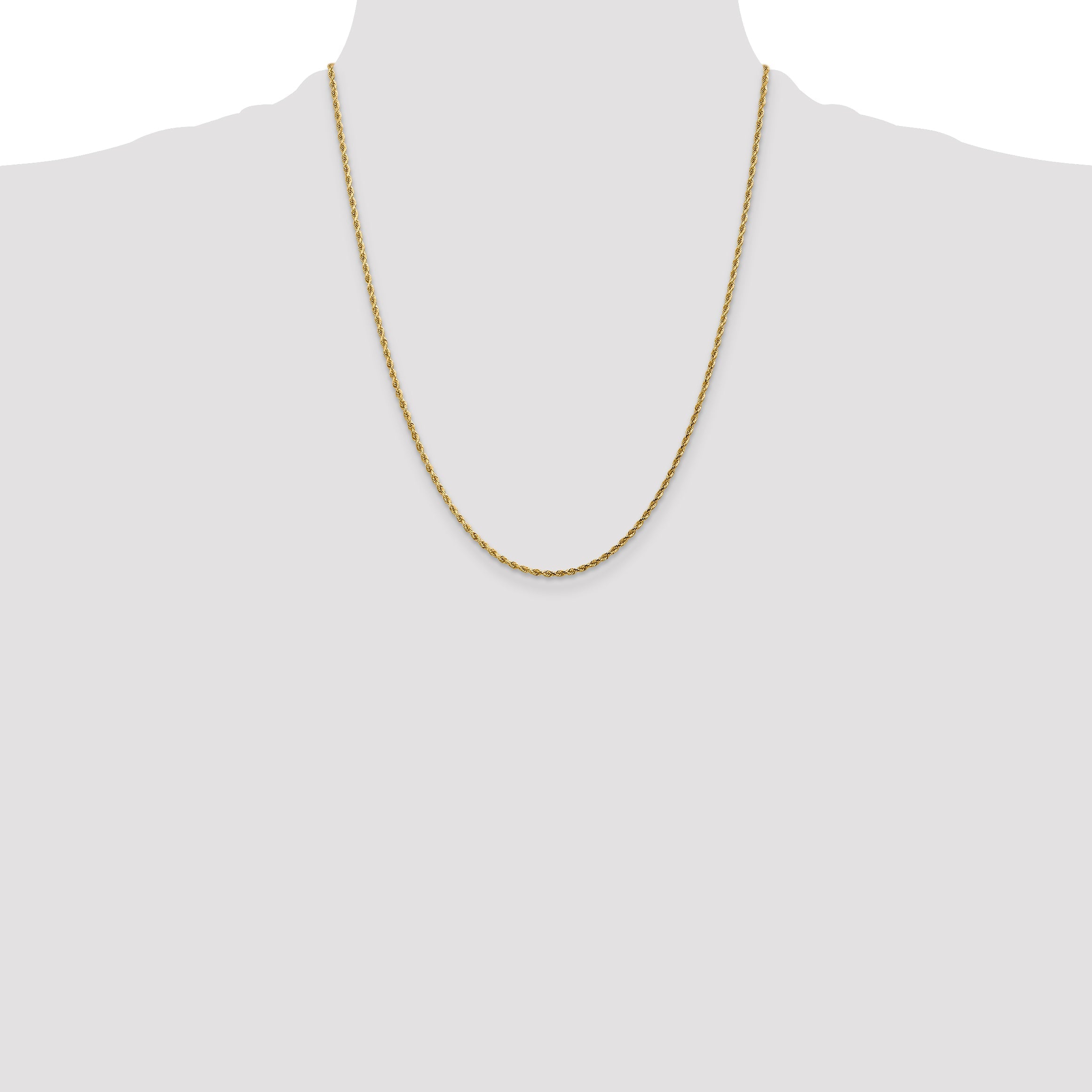 22 Inch 10K White Gold 2mm Diamond Cut Rope Chain Necklace