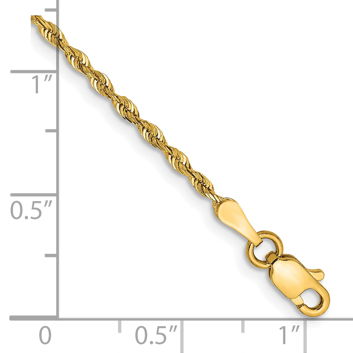 8 Inch 10K Yellow Gold 1.85mm D/C Quadruple Rope Chain Bracelet