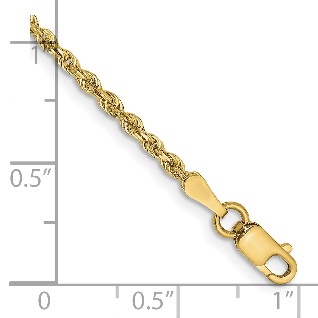 7 Inch 10K Yellow Gold 2mm D/C Quadruple Rope Chain Bracelet