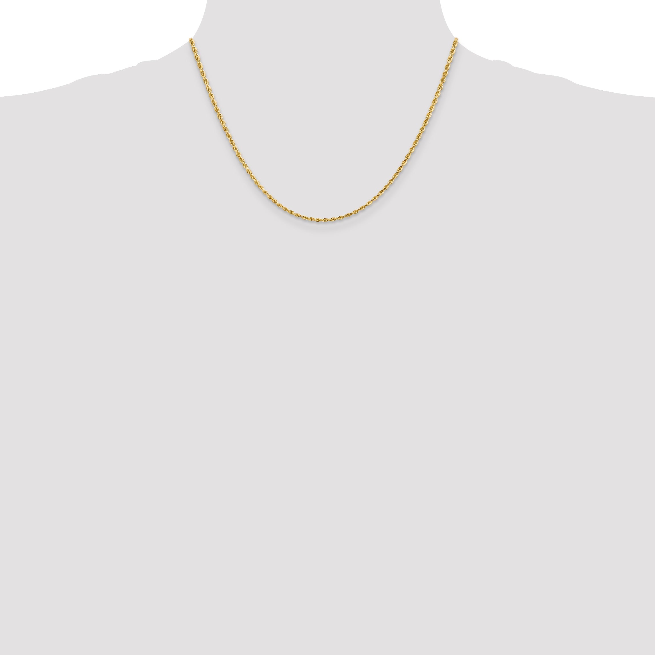 18 Inch 10K Yellow Gold 2.25mm D/C Quadruple Rope Chain Necklace
