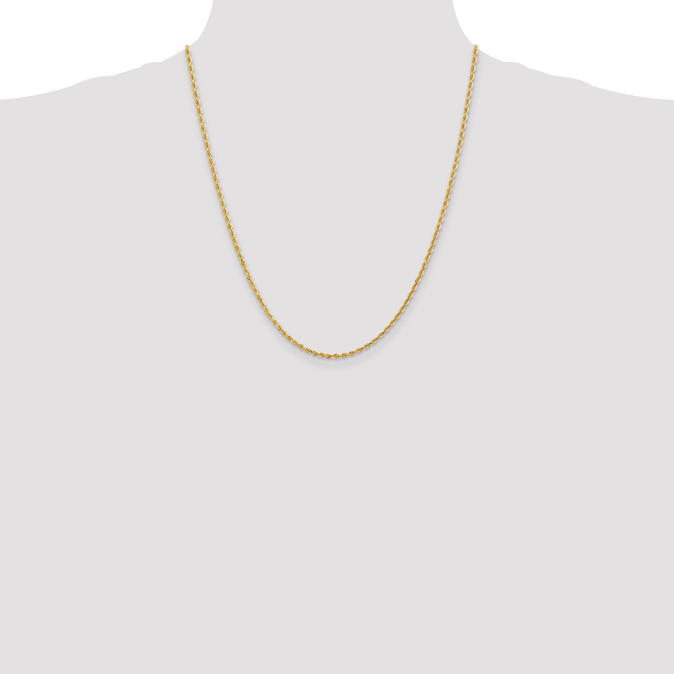 22 Inch 10K Yellow Gold 2.25mm D/C Quadruple Rope Chain Necklace