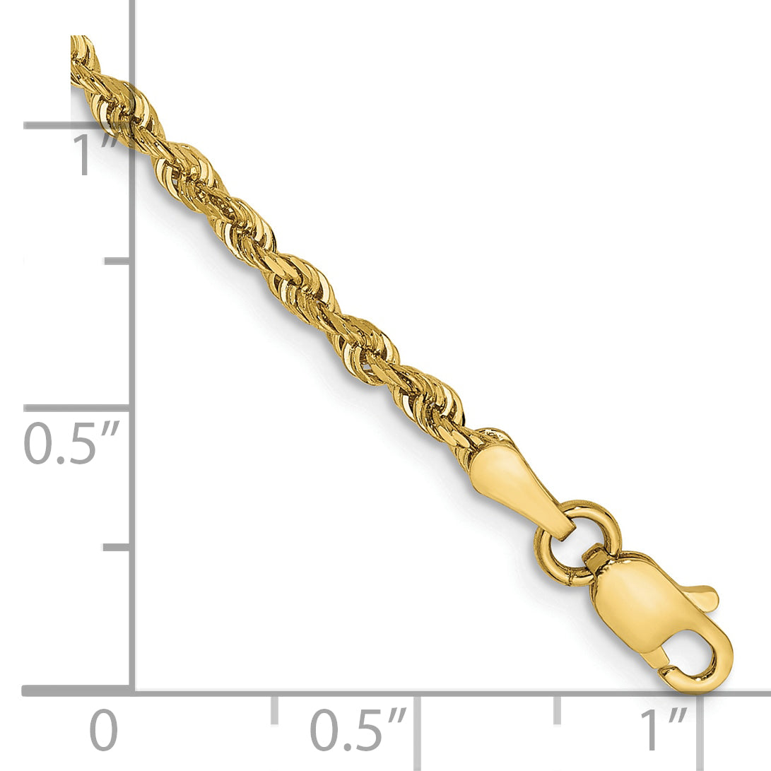 7 Inch 10K Yellow Gold 2.25mm D/C Quadruple Rope Chain Bracelet