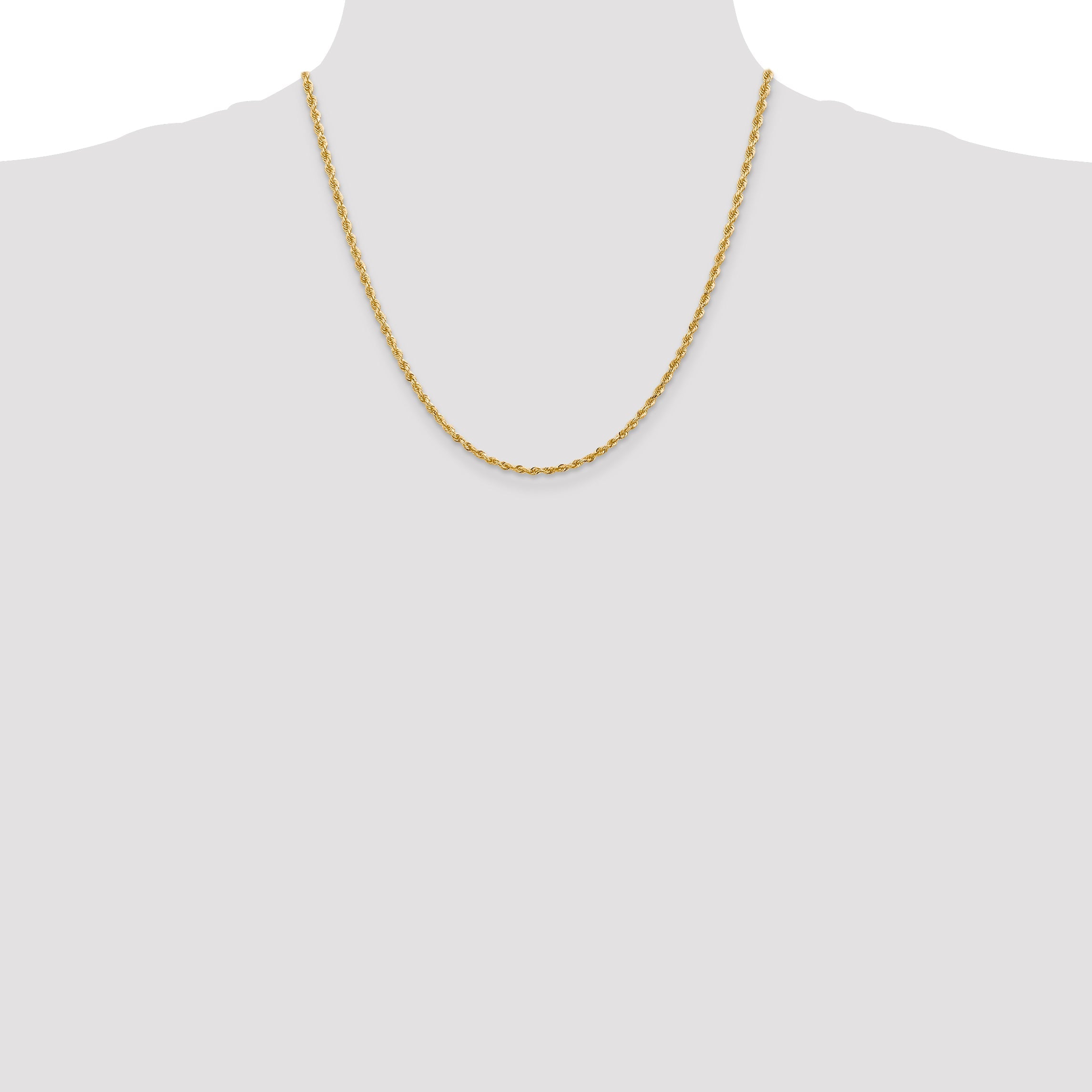 2 Inch 10K Yellow Gold 2.75mm D/C Quadruple Rope Chain Necklace