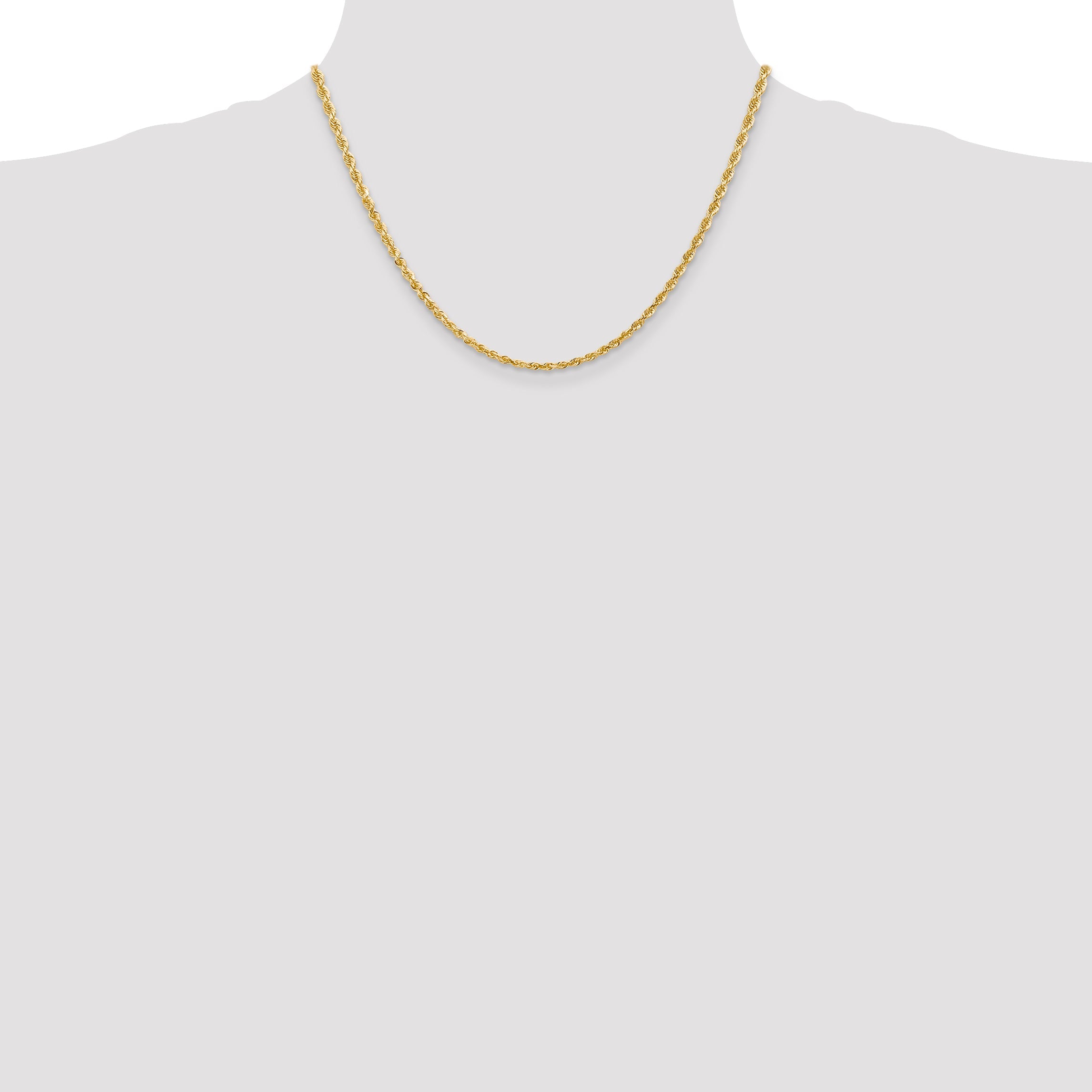 18 Inch 10K Yellow Gold 3mm D/C Quadruple Rope Chain Necklace