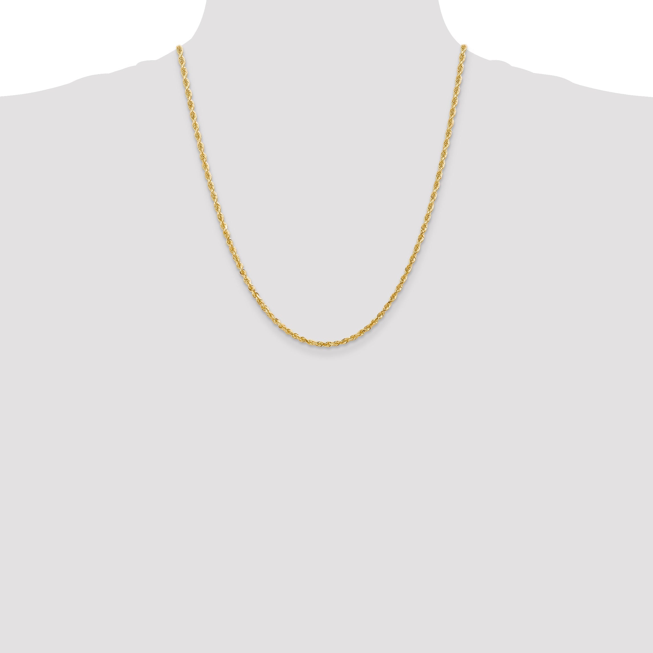 22 Inch 10K Yellow Gold 3mm D/C Quadruple Rope Chain Necklace