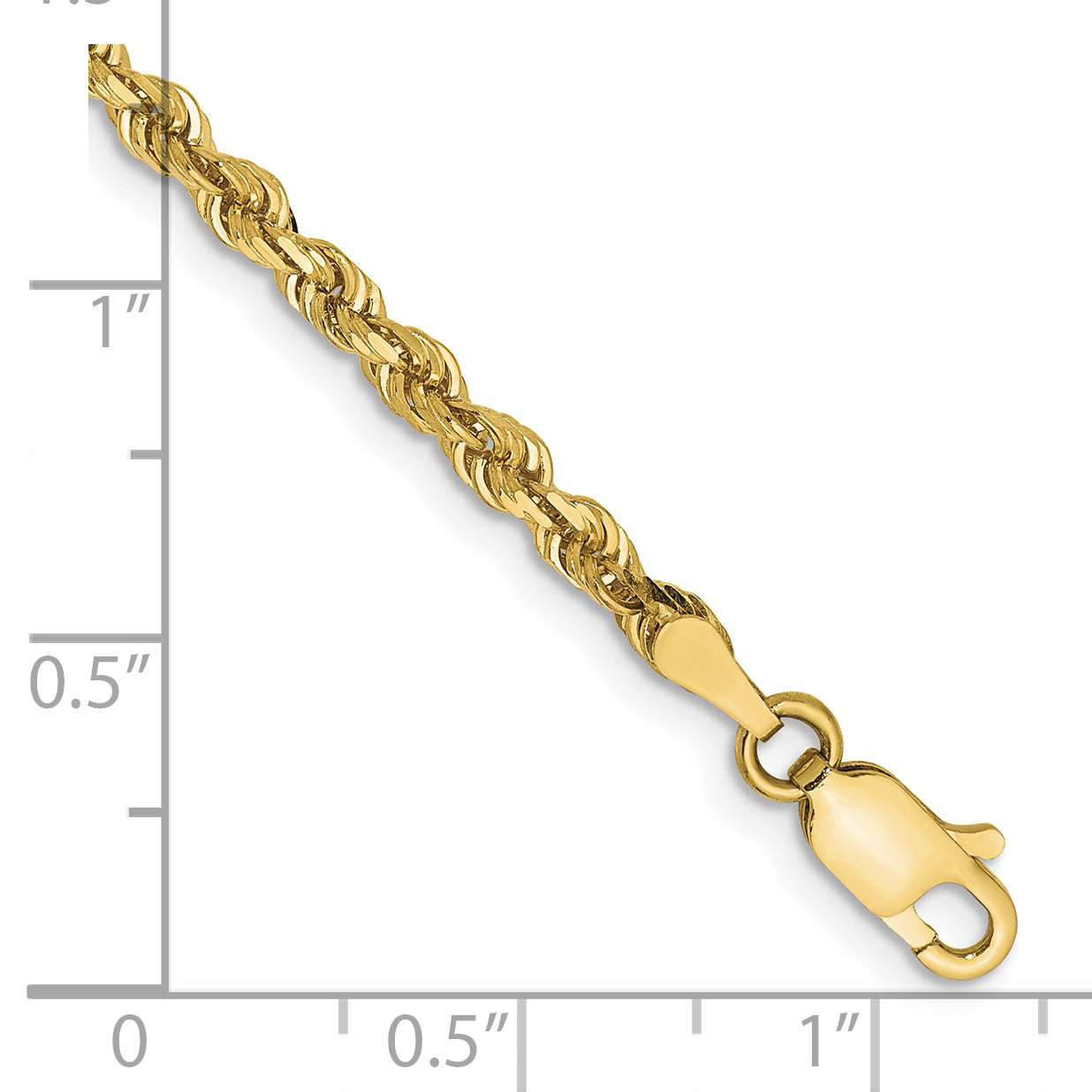 8 Inch 10K Yellow Gold 3mm D/C Quadruple Rope Chain Bracelet