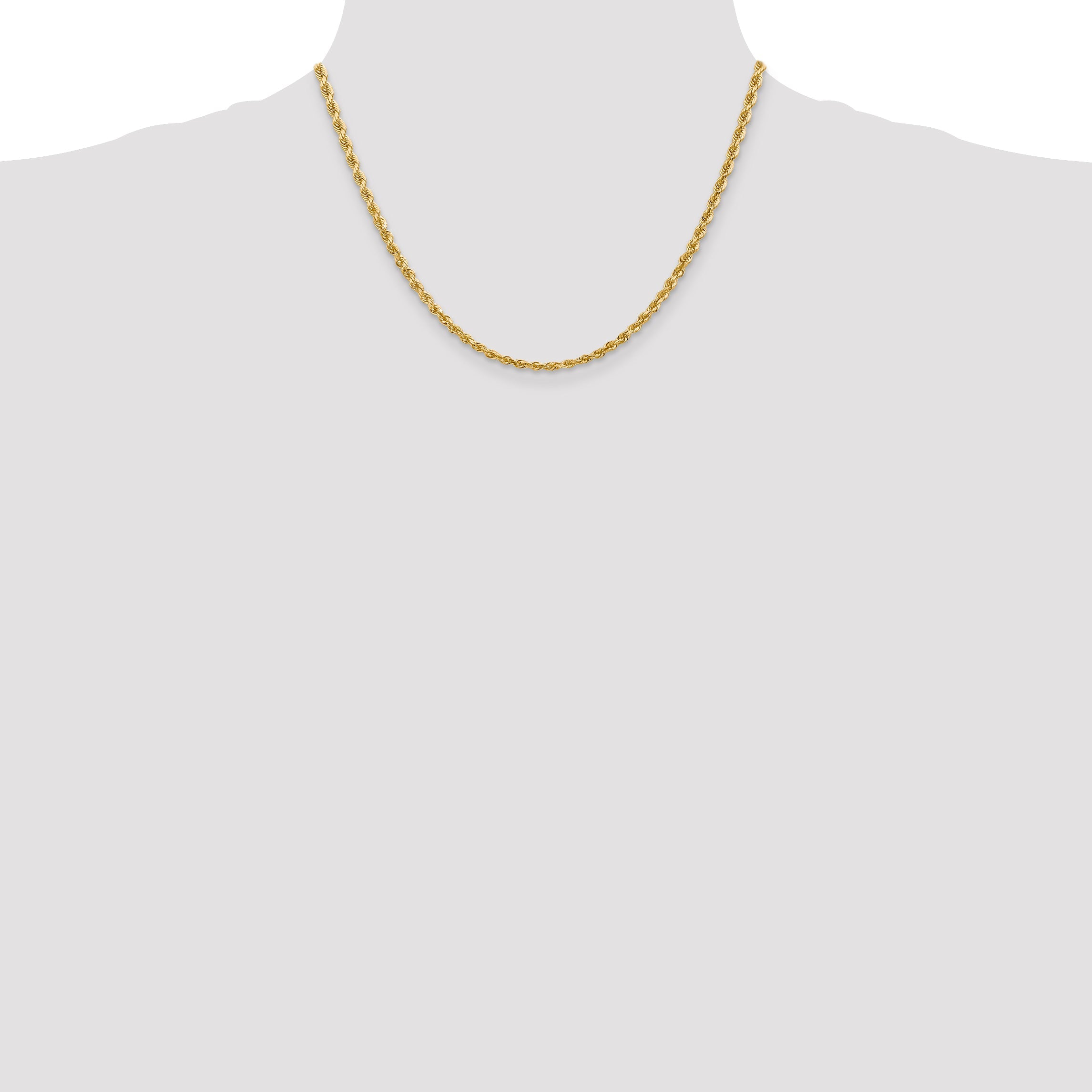 18 Inch 10K Yellow Gold 3.35mm D/C Quadruple Rope Chain Necklace