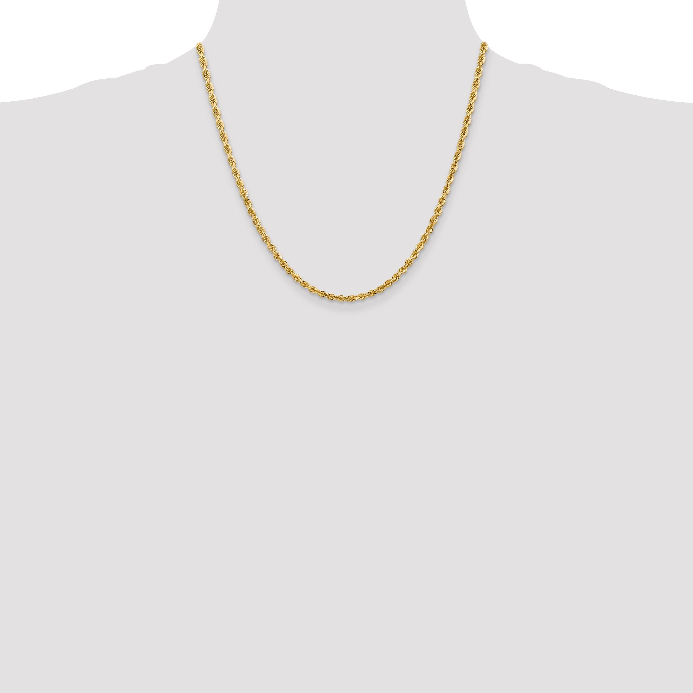 2 Inch 10K Yellow Gold 3.35mm D/C Quadruple Rope Chain Necklace