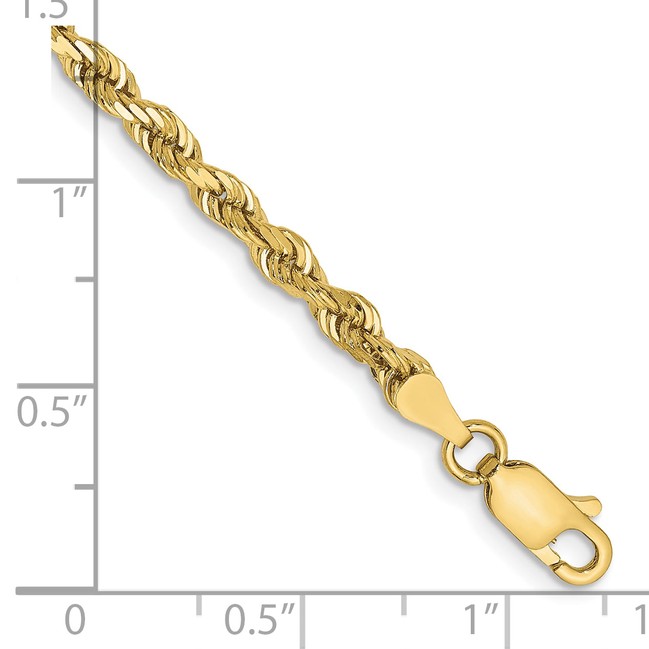 8 Inch 10K Yellow Gold 3.35mm D/C Quadruple Rope Chain Bracelet