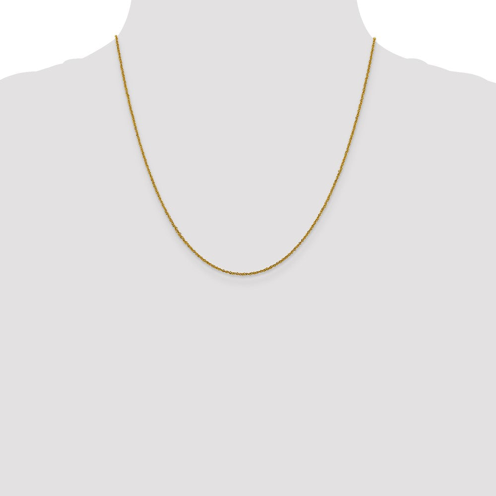 2 Inch 10K Yellow Gold 1mm Sparkle Singapore Chain Necklace