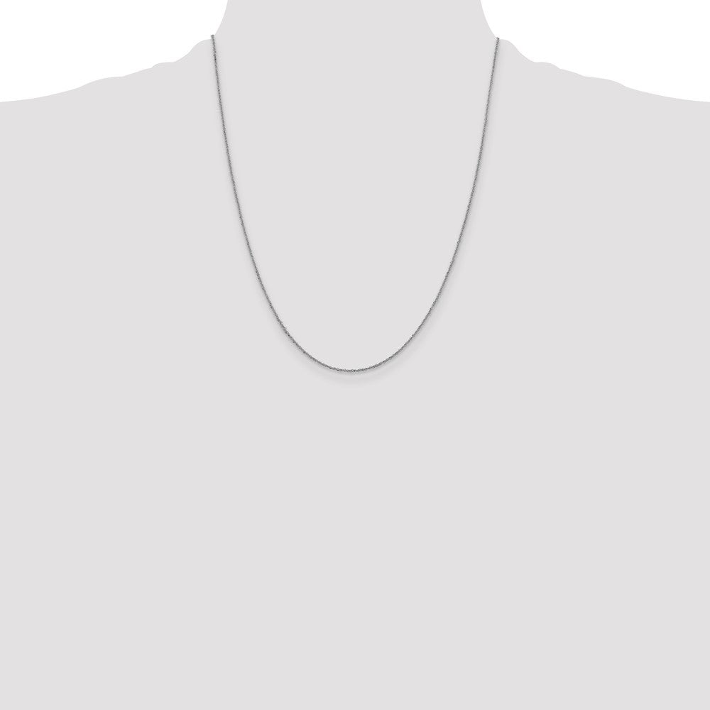 22 Inch 10K White Gold 1mm Sparkle Singapore Chain Necklace