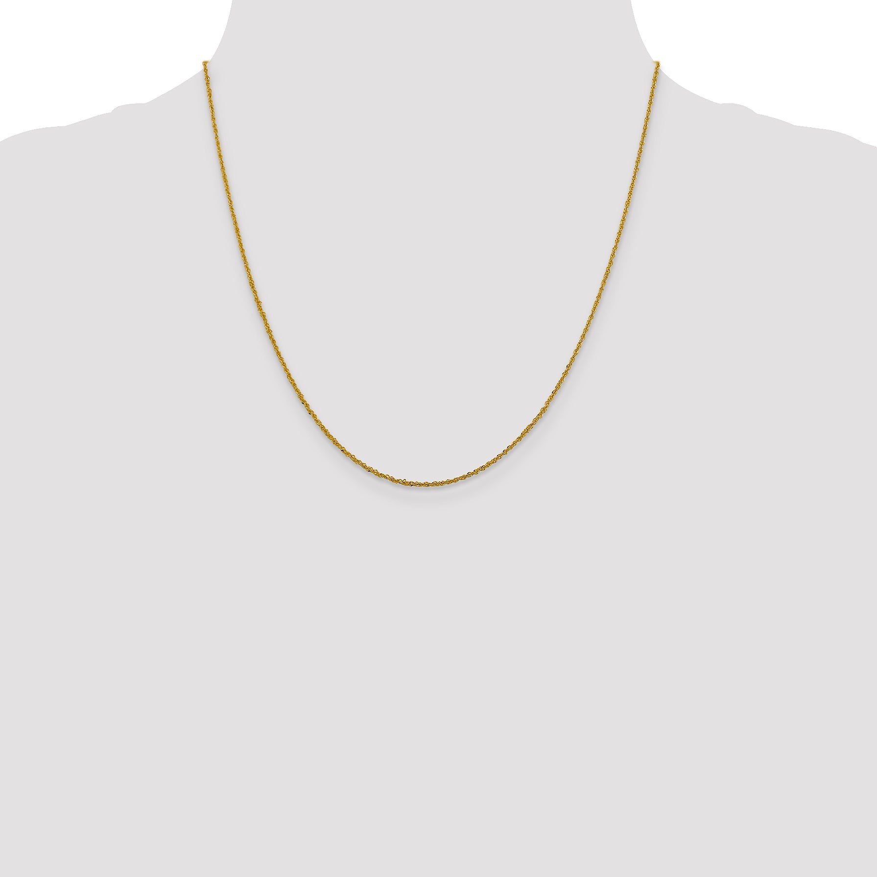 2 Inch 10K Yellow Gold 1.3mm Sparkle Singapore Chain Necklace