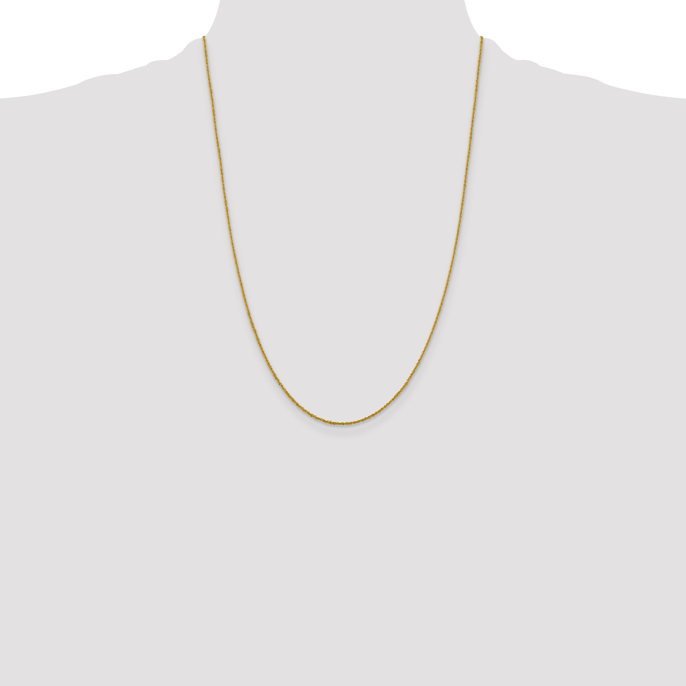 24 Inch 10K Yellow Gold 1.3mm Sparkle Singapore Chain Necklace
