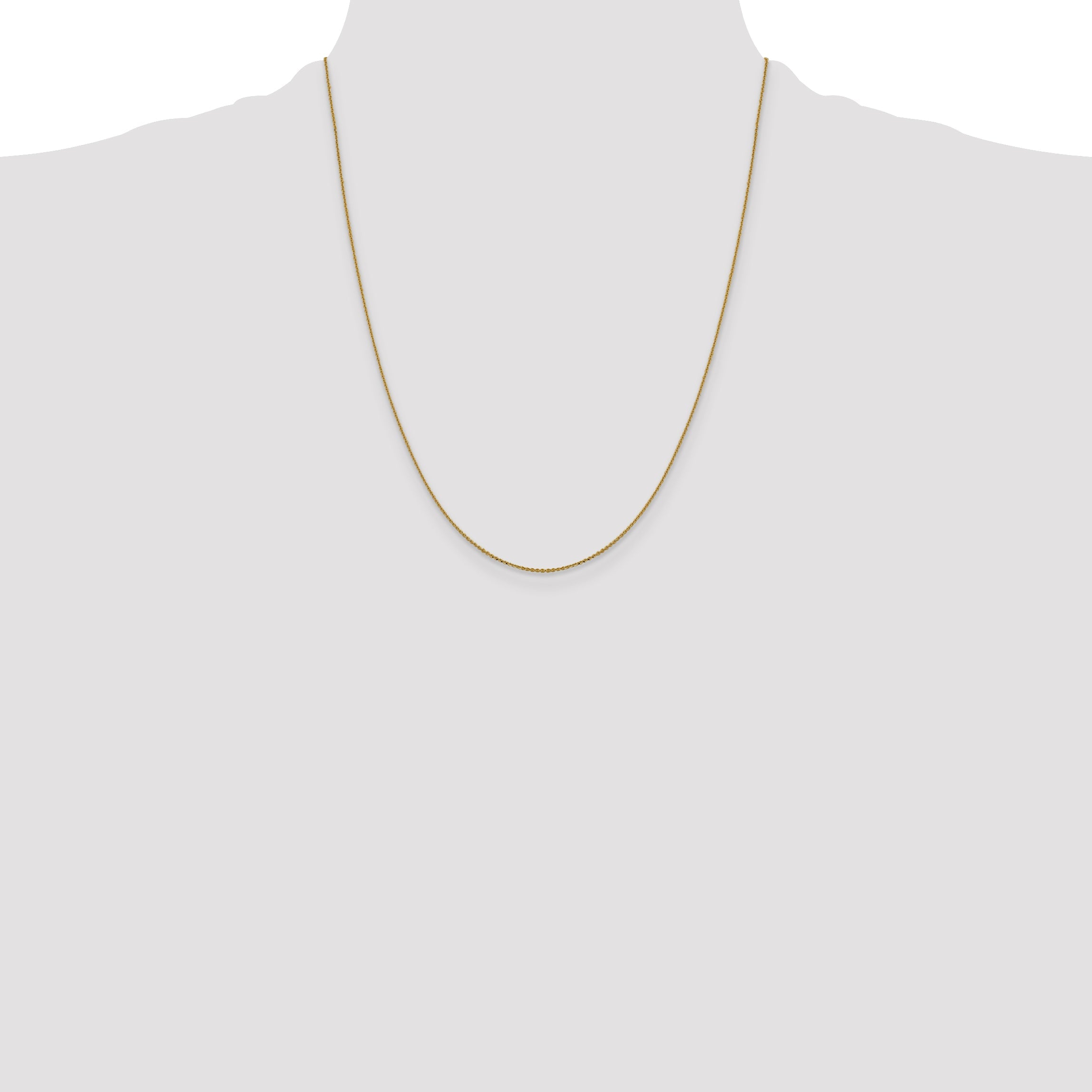 22 Inch 10K Yellow Gold 1.0 mm D/C Cable Chain Necklace