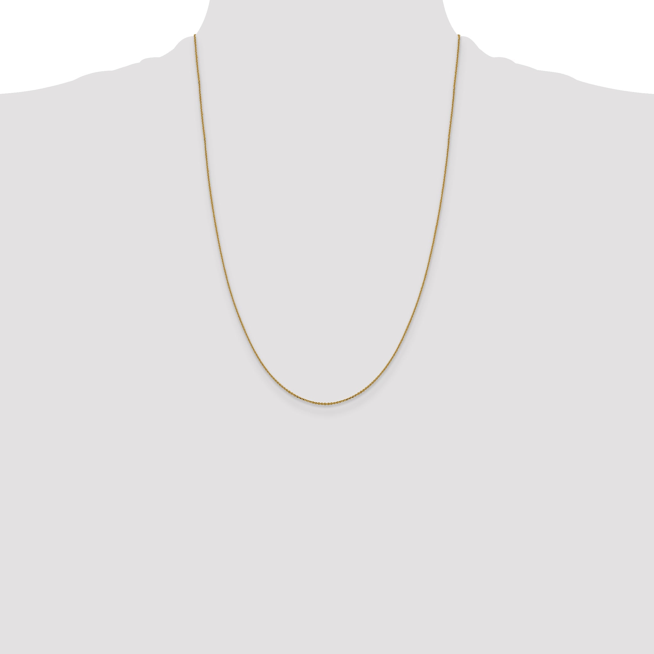24 Inch 10K Yellow Gold 1.0 mm D/C Cable Chain Necklace