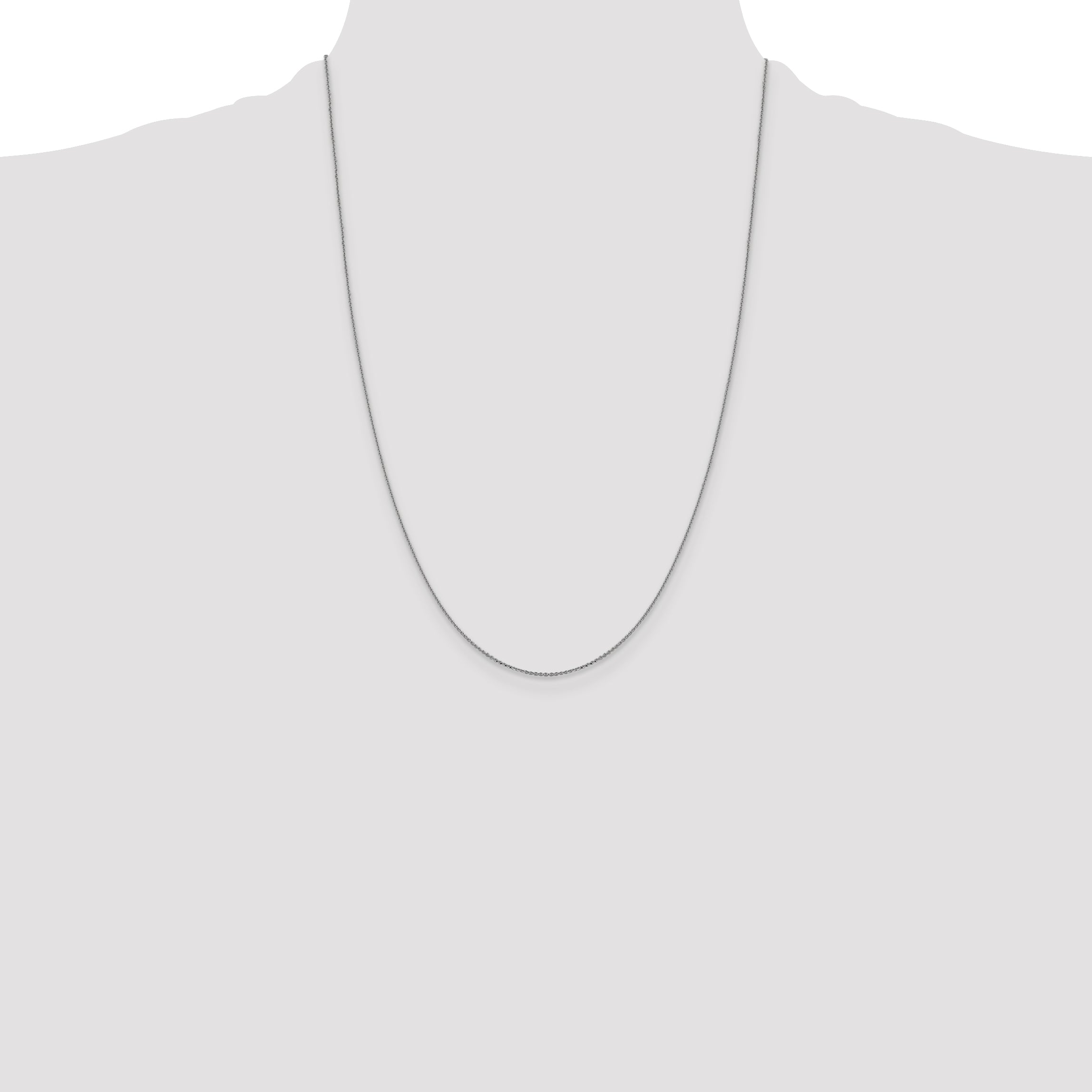 24 Inch 10K White Gold 1.0 mm D/C Cable Chain Necklace