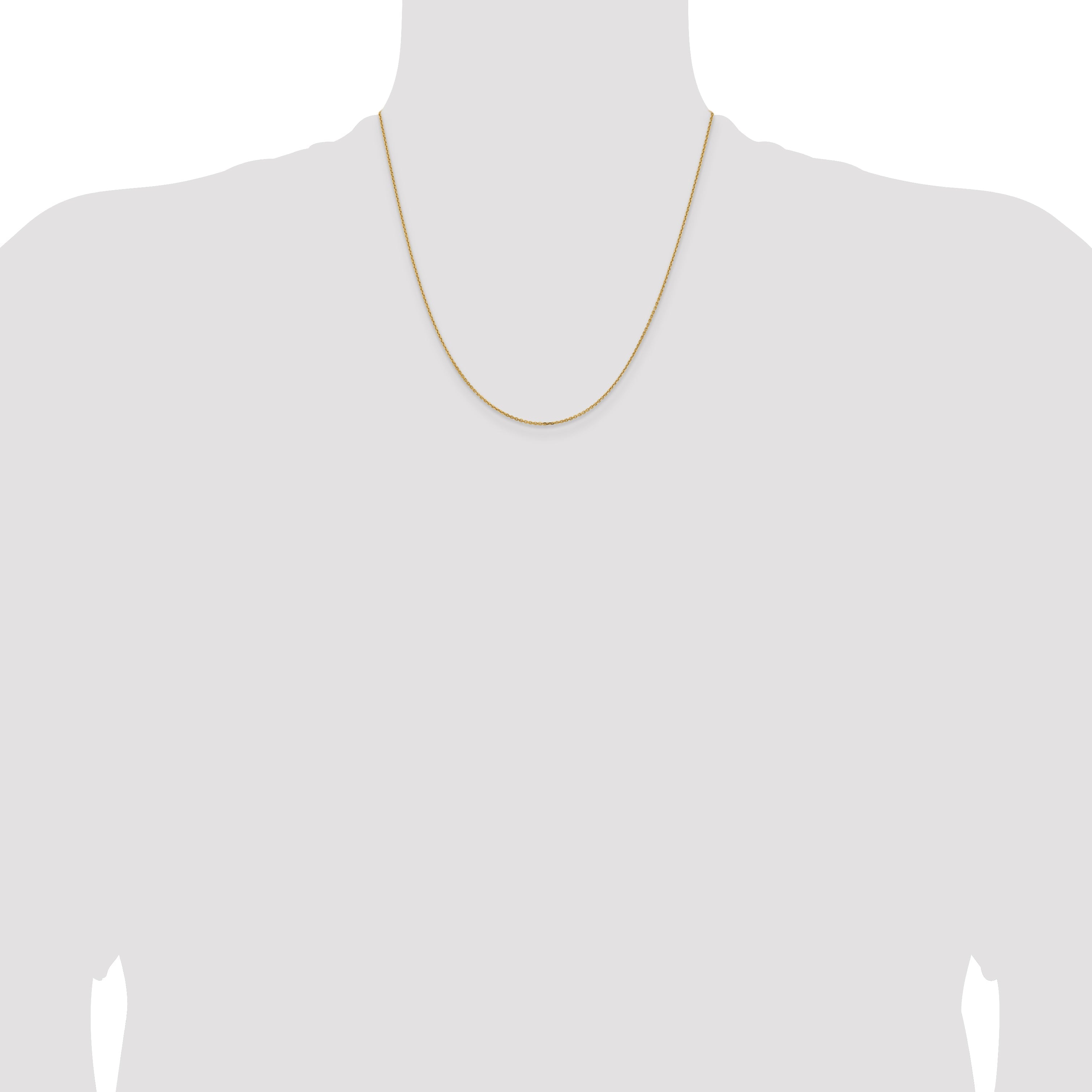 2 Inch 10K Yellow Gold 1.05mm D/C Cable Chain Necklace