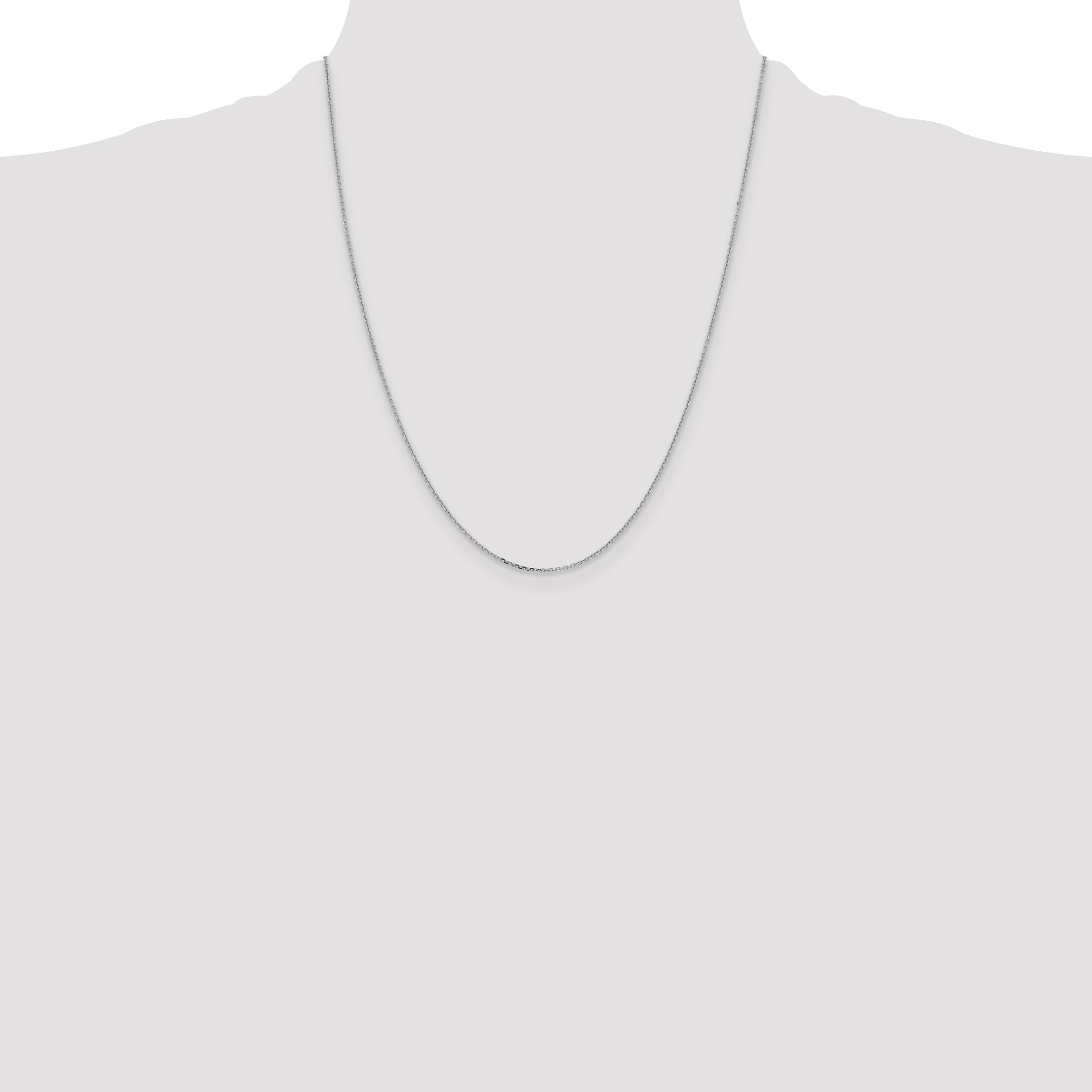 22 Inch 10K White Gold 1.05mm D/C Cable Chain Necklace