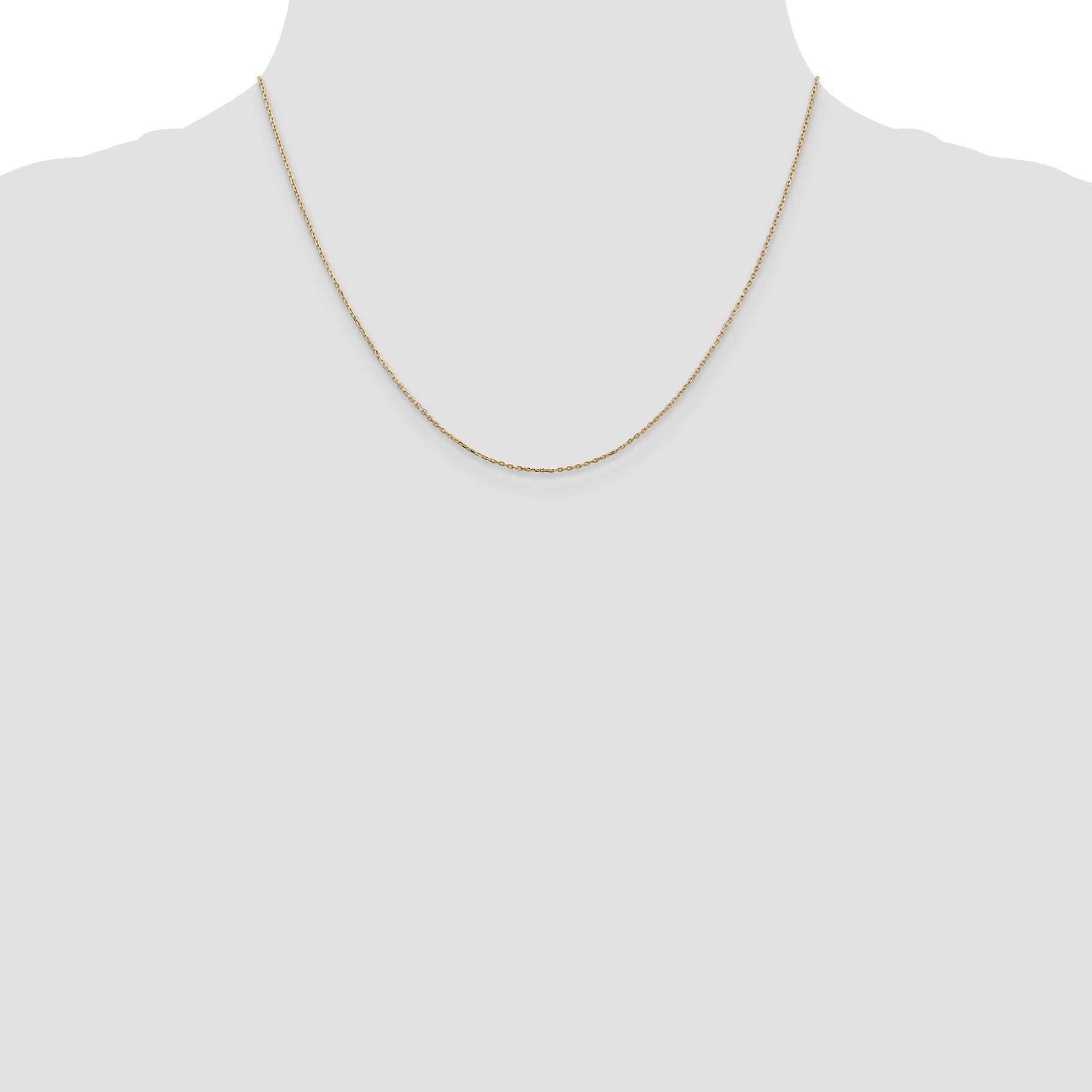 18 Inch 10K Yellow Gold .8mm D/C Cable With Lobster Clasp Chain Necklace