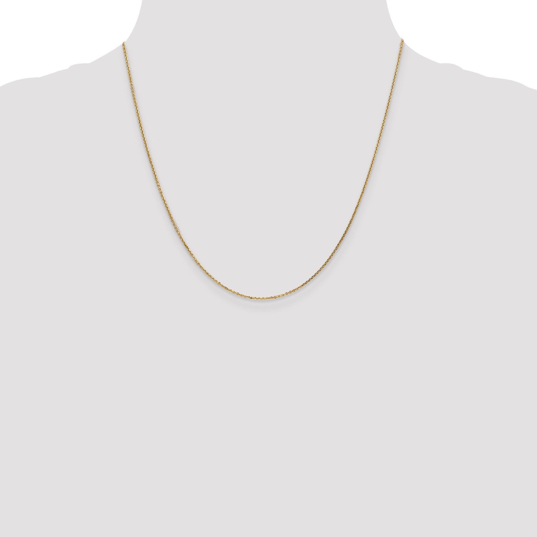 2 Inch 10K Yellow Gold .95mm D/C Cable Chain Necklace