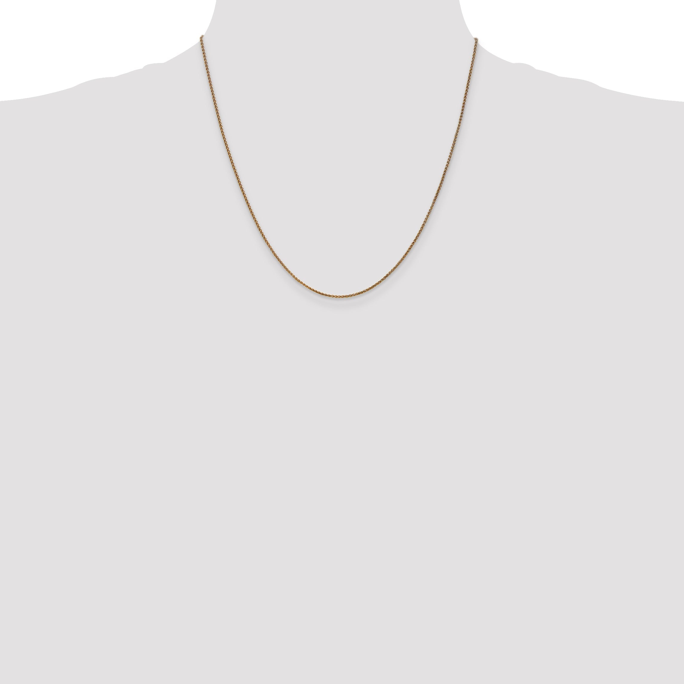 2 Inch 10K Yellow Gold 1.25mm D/C Spiga Chain Necklace