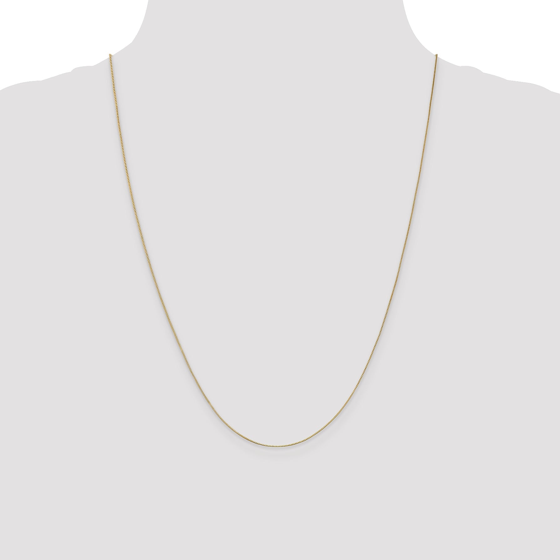 24 Inch 10K Yellow Gold .5mm Baby Box With Lobster Clasp Chain Necklace
