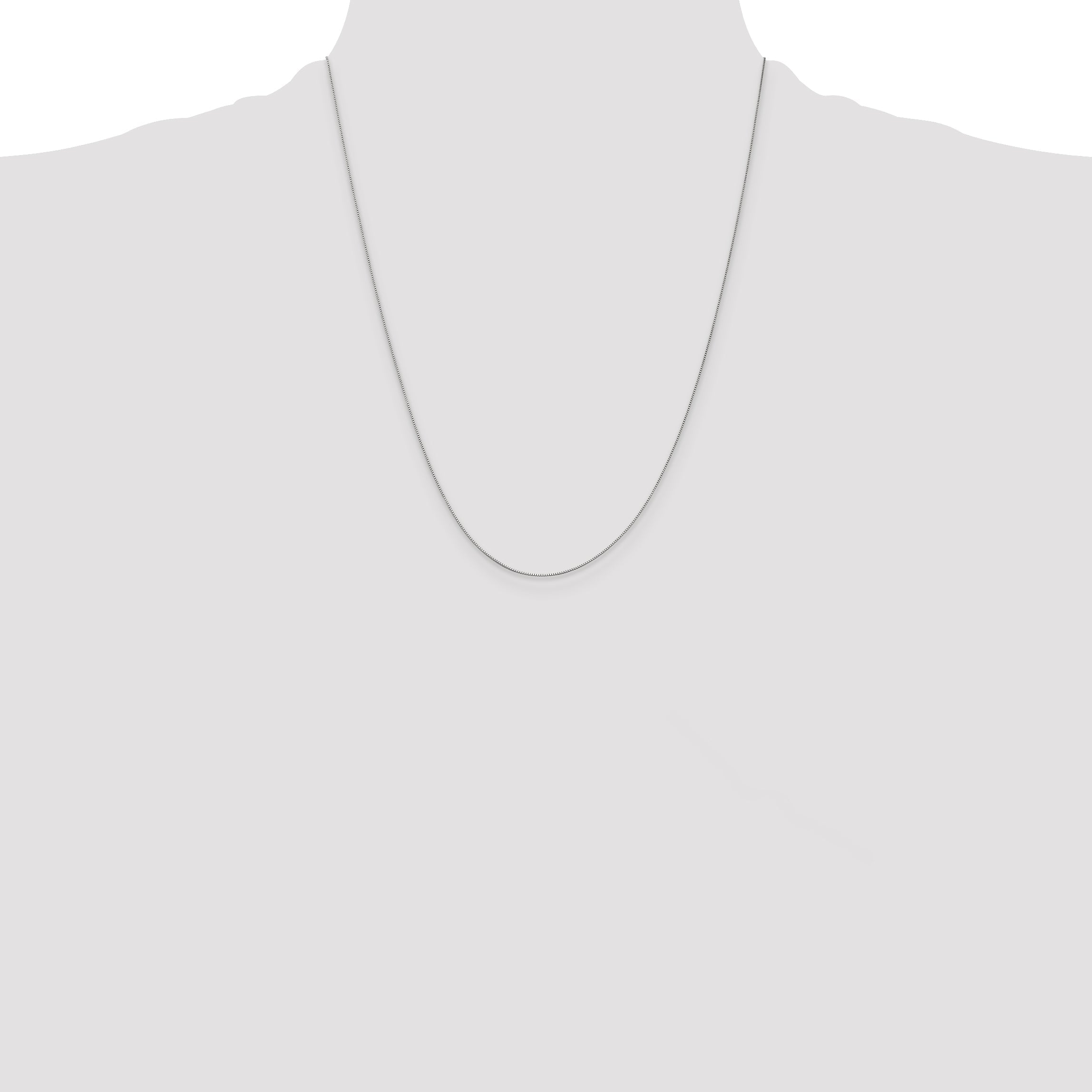 22 Inch 10K White Gold .5mm Baby Box With Lobster Clasp Chain Necklace