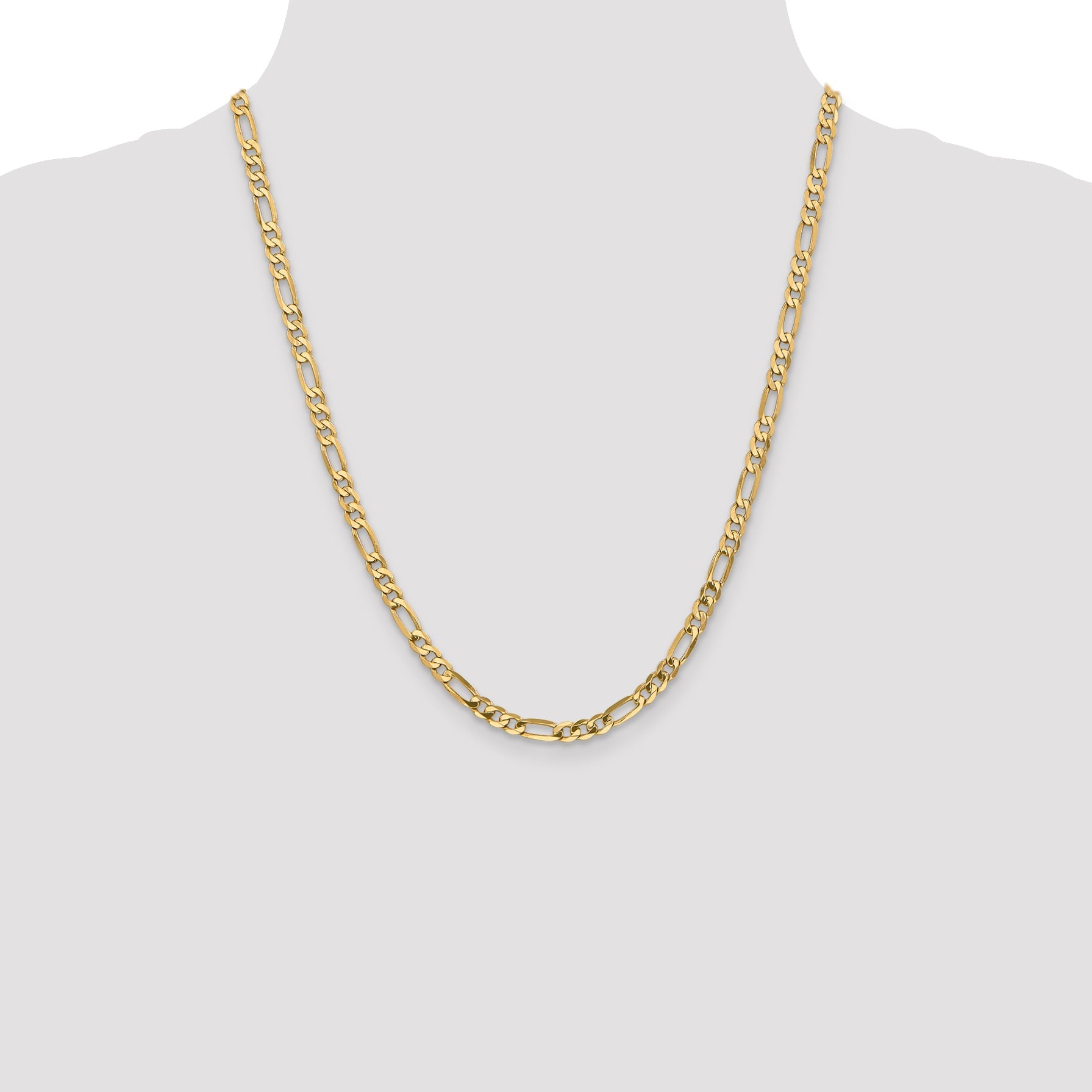 22 Inch 10K Yellow Gold 4.75mm Flat Figaro Chain Necklace