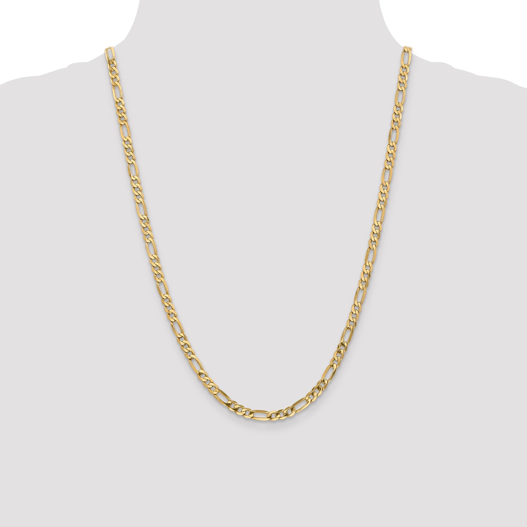 24 Inch 10K Yellow Gold 4.75mm Flat Figaro Chain Necklace