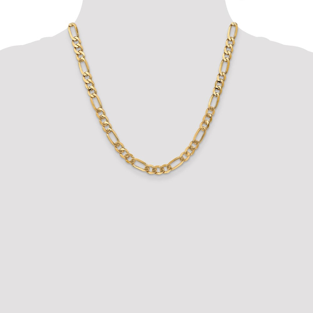 2 Inch 10K Yellow Gold 7mm Flat Figaro Chain Necklace