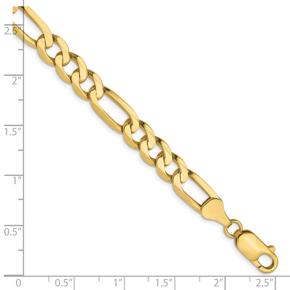 8 Inch 10K Yellow Gold 7mm Flat Figaro Chain Bracelet