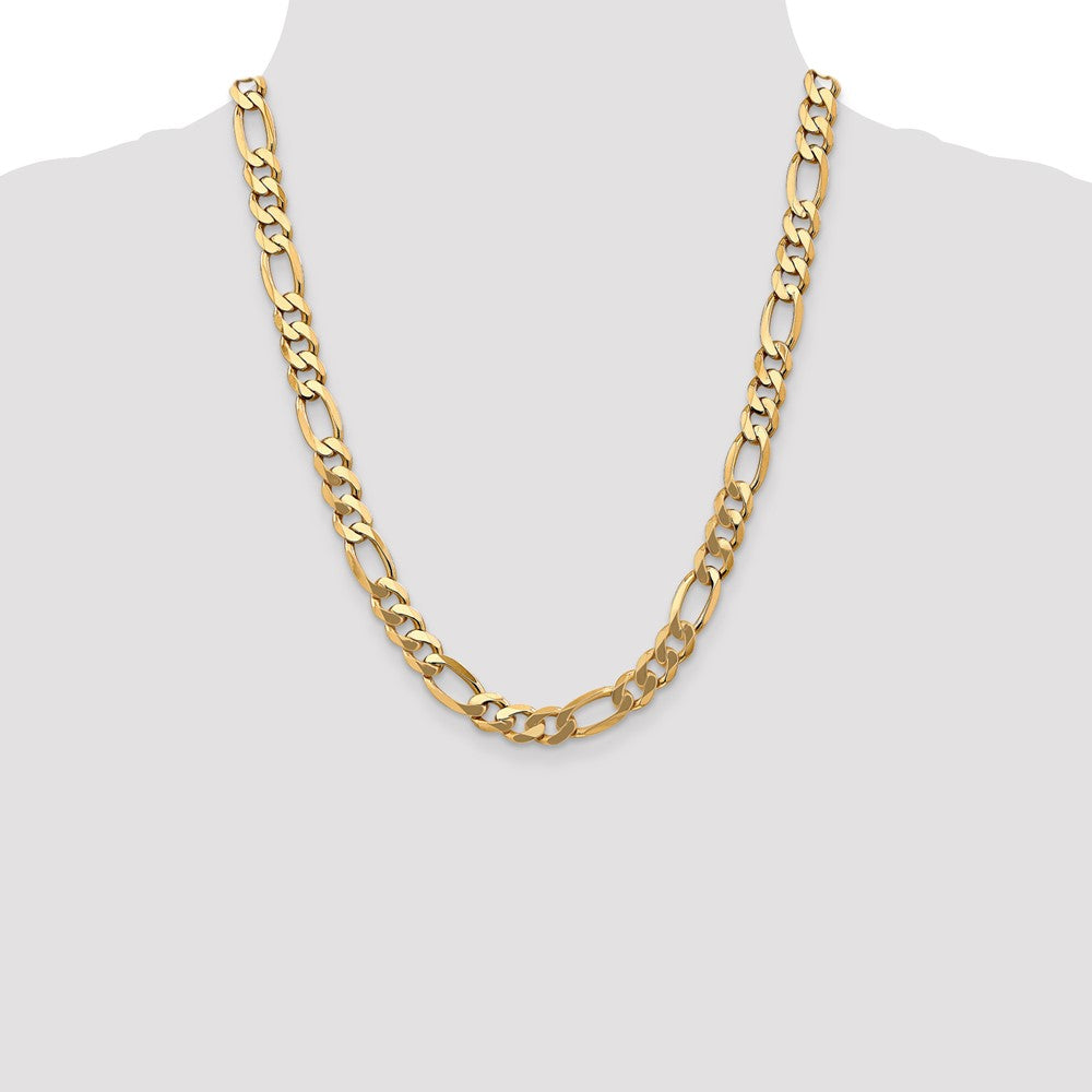 22 Inch 10K Yellow Gold 8.75mm Flat Figaro Chain Necklace