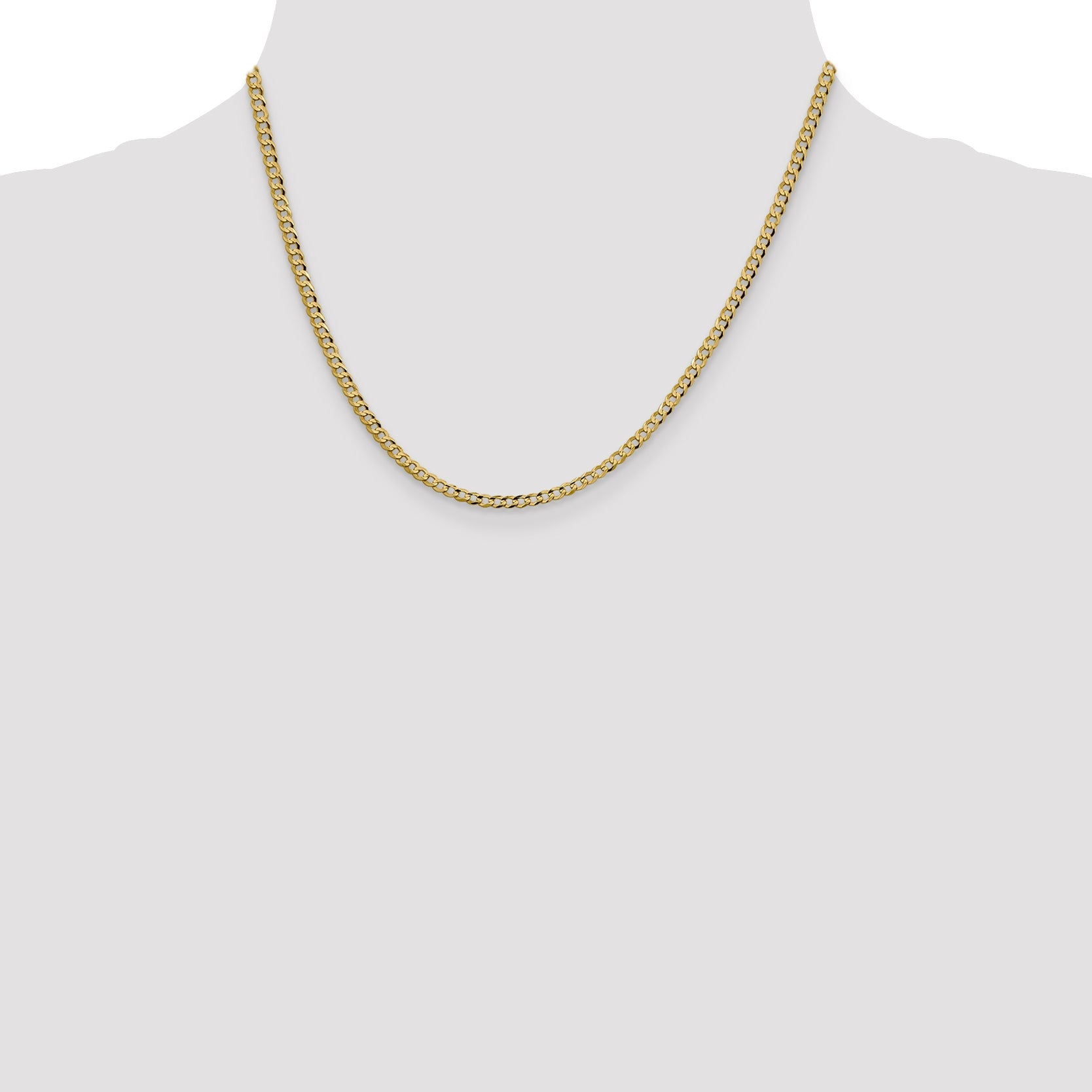 18 Inch 10K Yellow Gold 3.1mm Lightweight Flat Cuban Chain Necklace
