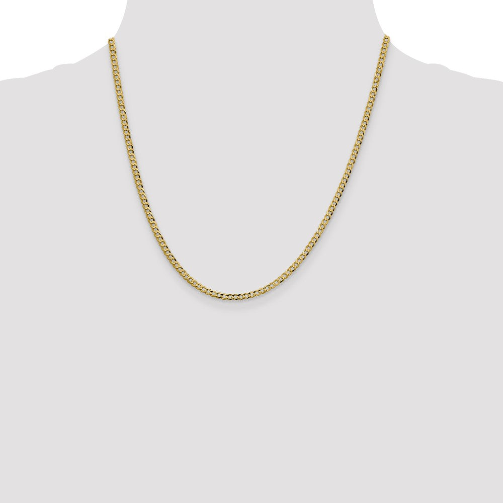 2 Inch 10K Yellow Gold 3.1mm Lightweight Flat Cuban Chain Necklace