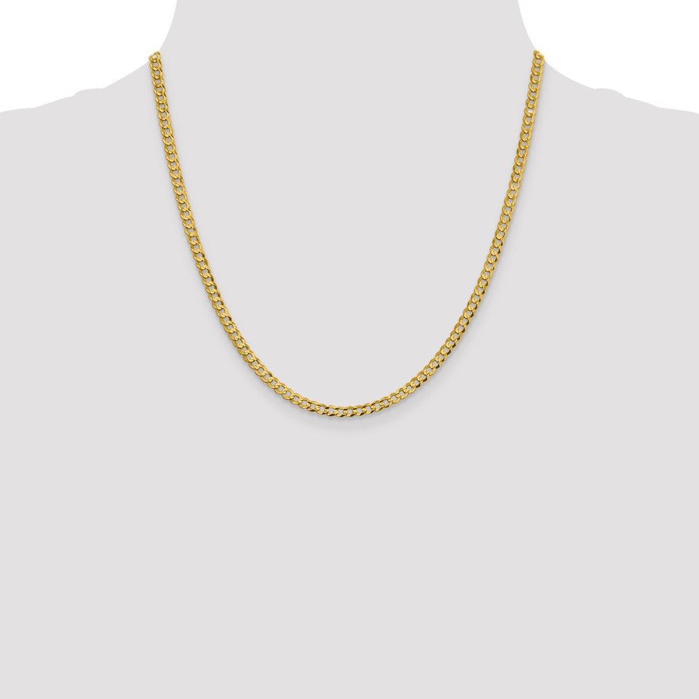 2 Inch 10K Yellow Gold 3.7mm Lightweight Flat Cuban Chain Necklace