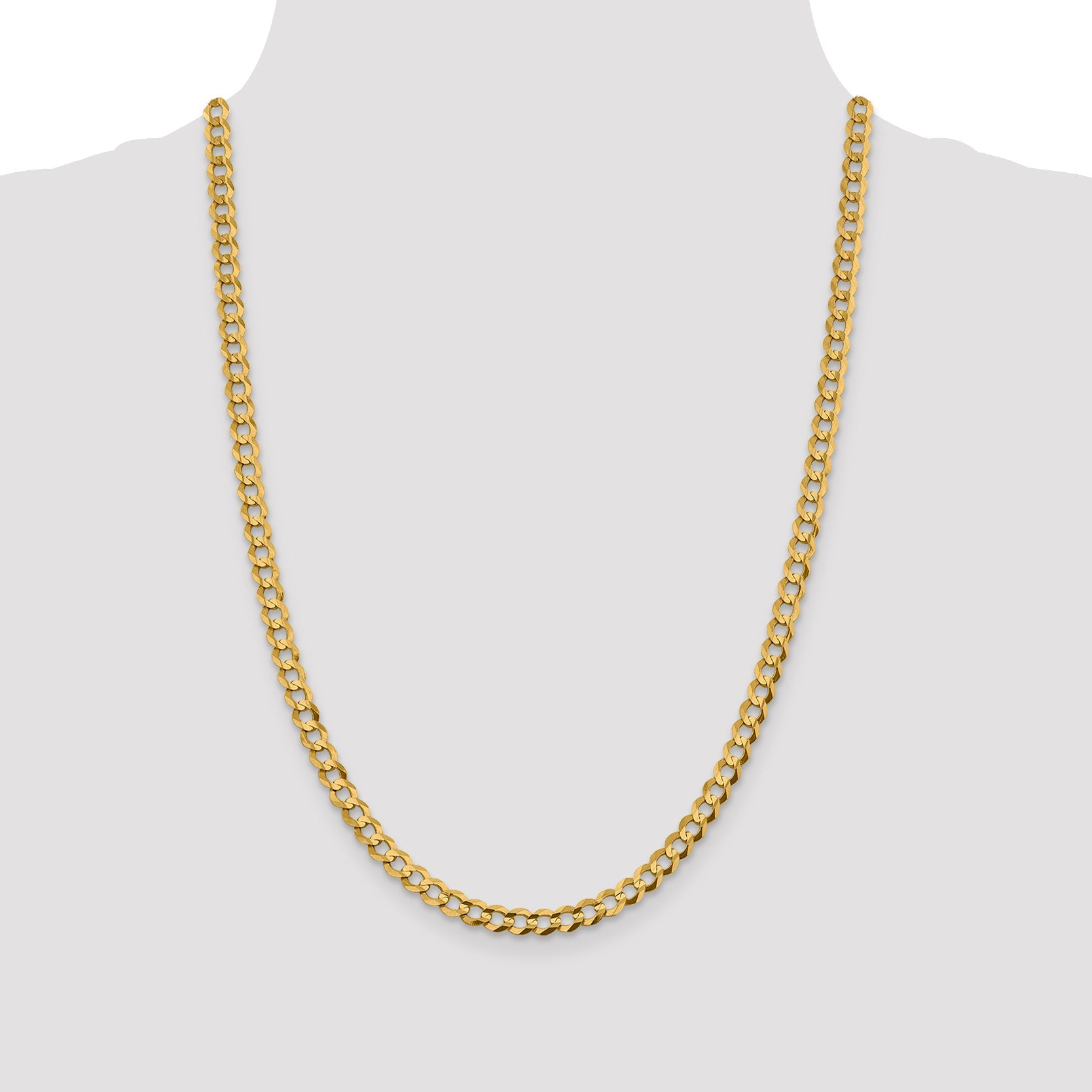 24 Inch 10K Yellow Gold 5.9mm Lightweight Flat Cuban Chain Necklace