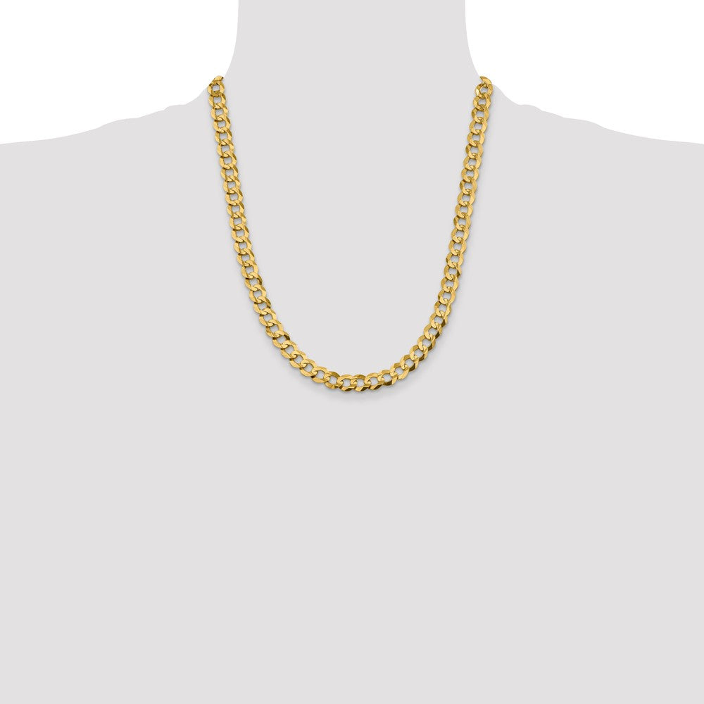 22 Inch 10K Yellow Gold 8.3mm Lightweight Flat Cuban Chain Necklace