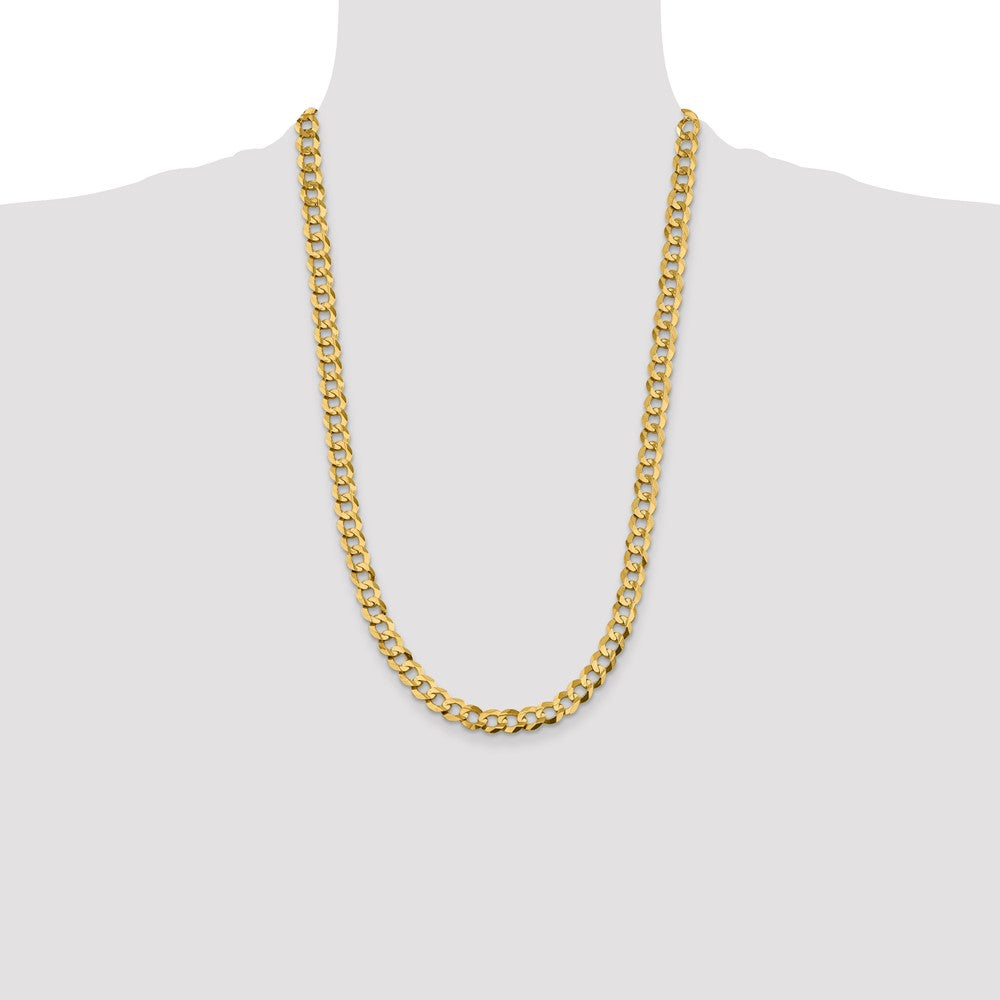 26 Inch 10K Yellow Gold 8.3mm Lightweight Flat Cuban Chain Necklace