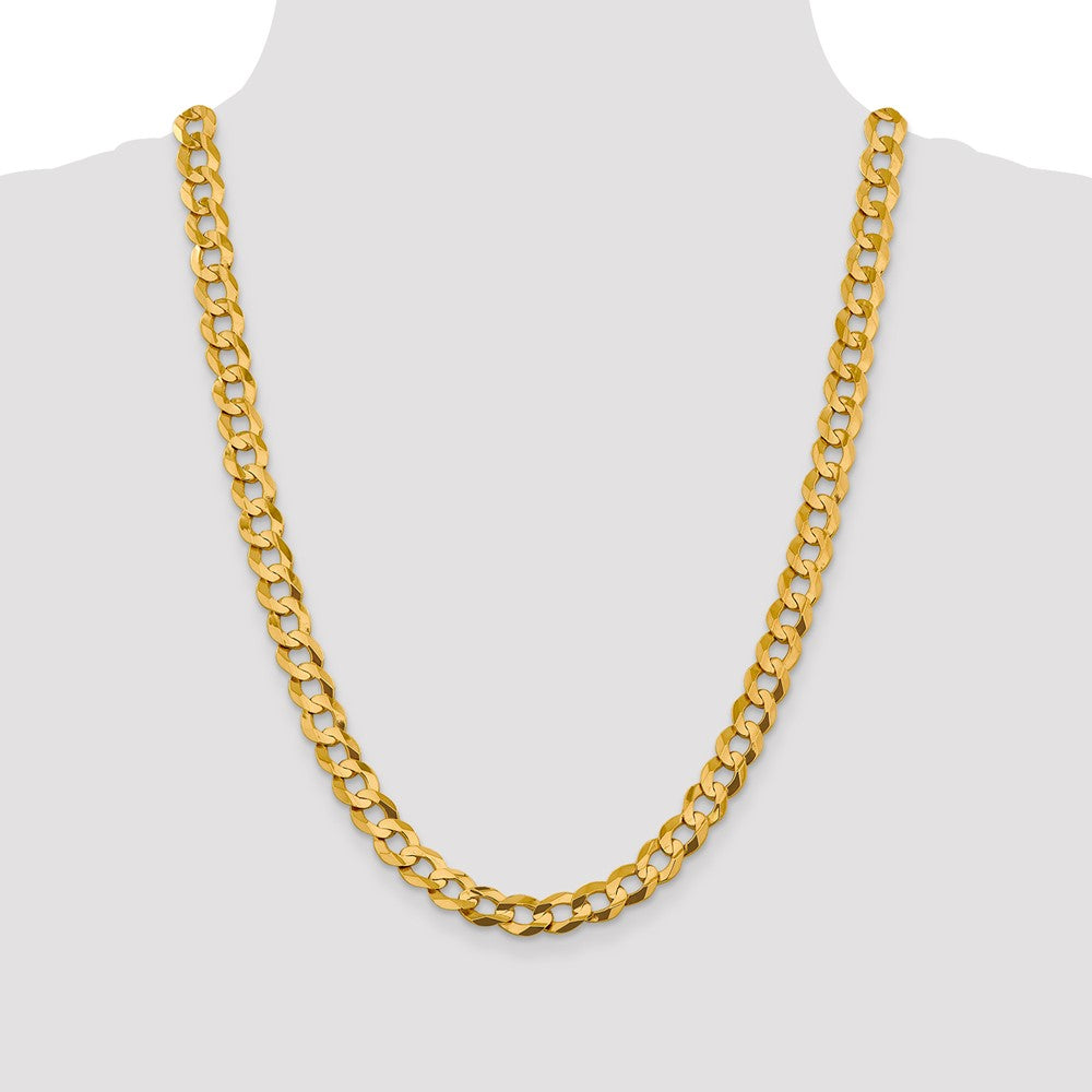 24 Inch 10K Yellow Gold 9.4mm Lightweight Flat Cuban Chain Necklace